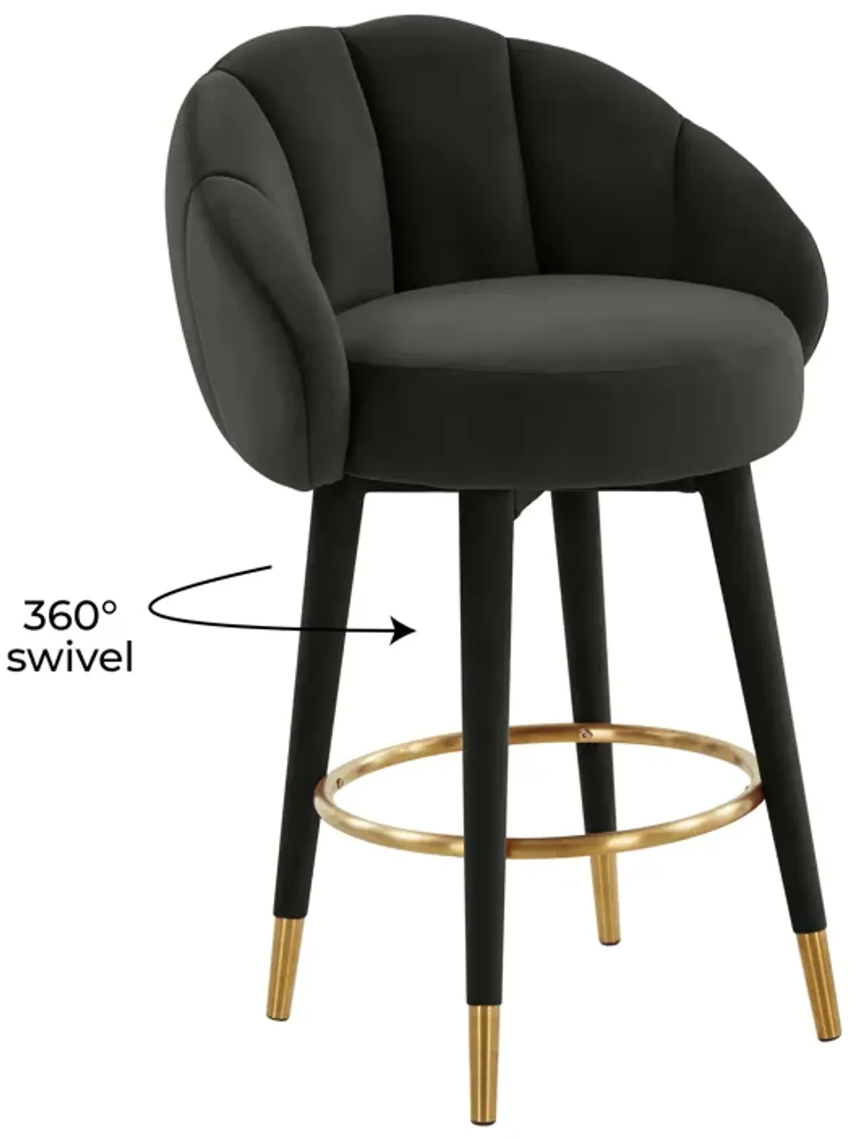 Myla Black Swivel Counter Stool