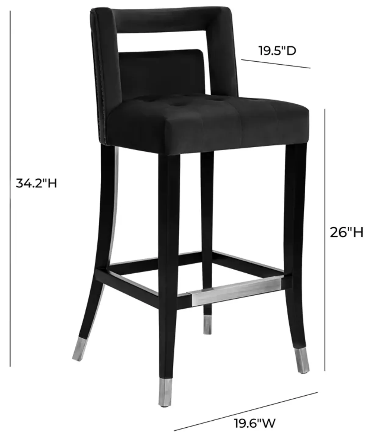 Hart Black Velvet Counter Stool