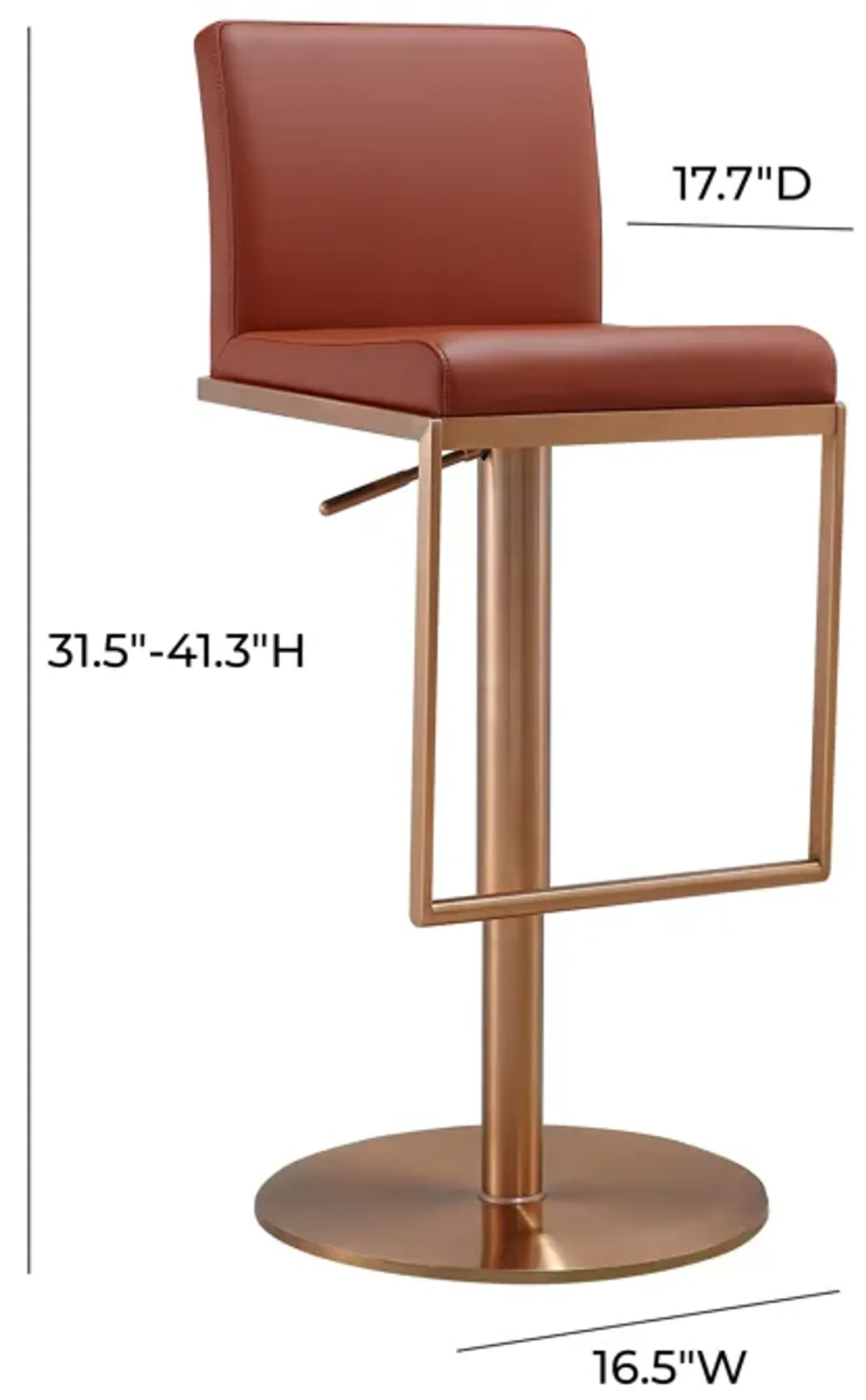 Sentinel Saddle Brown and Rose Gold Adjustable Stool