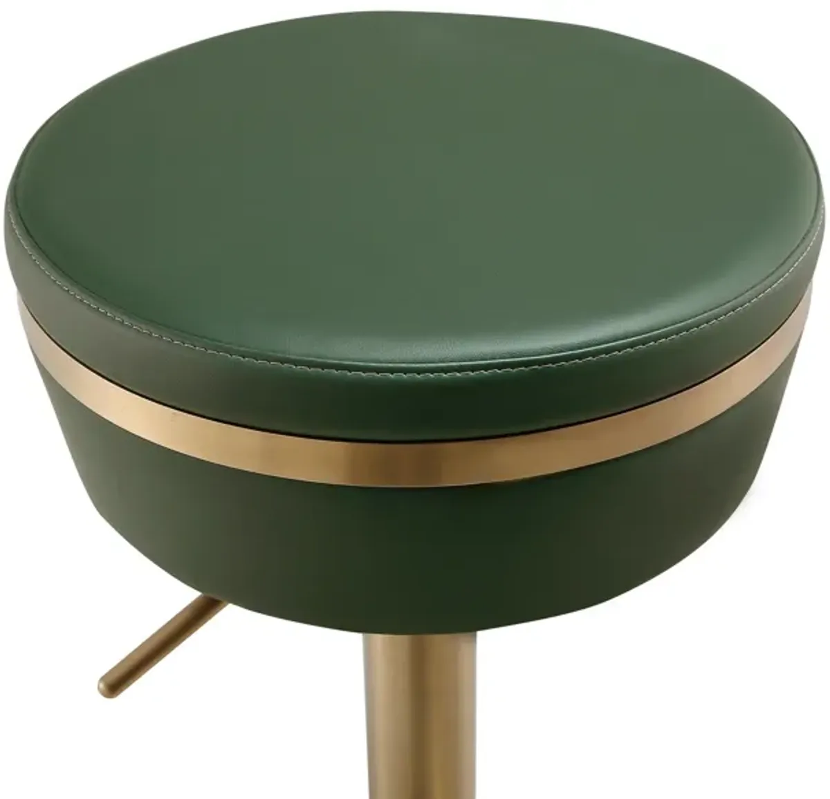 Astro Malachite Green Performance Vegan Leather and Gold  Adjustable Stool