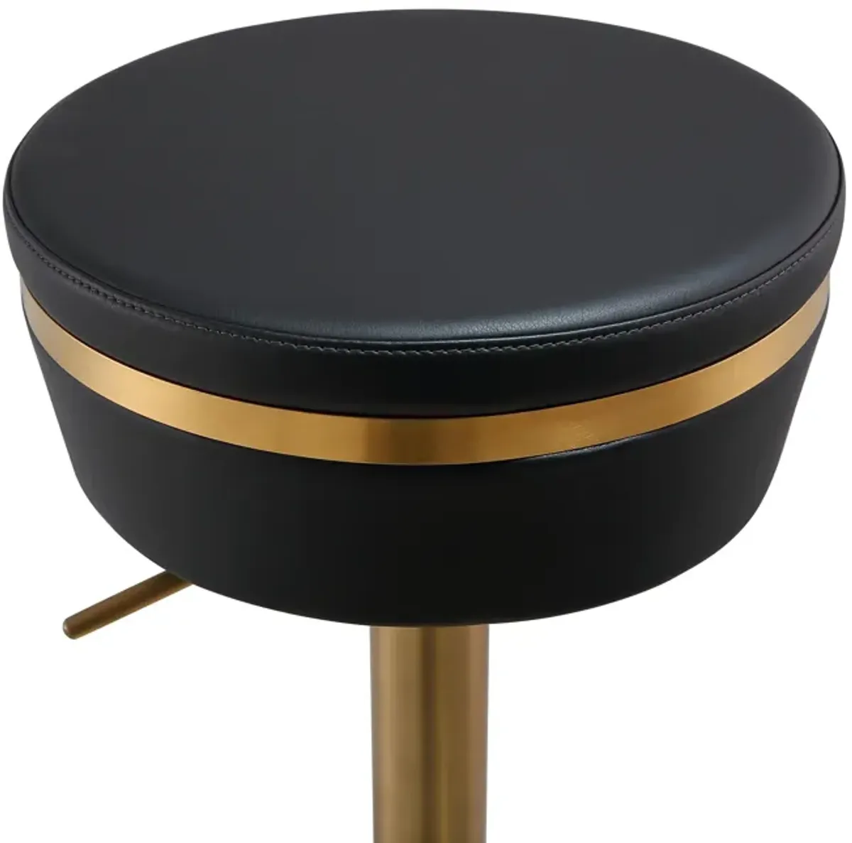 Astro Black Performance Vegan Leather and Gold Adjustable Stool