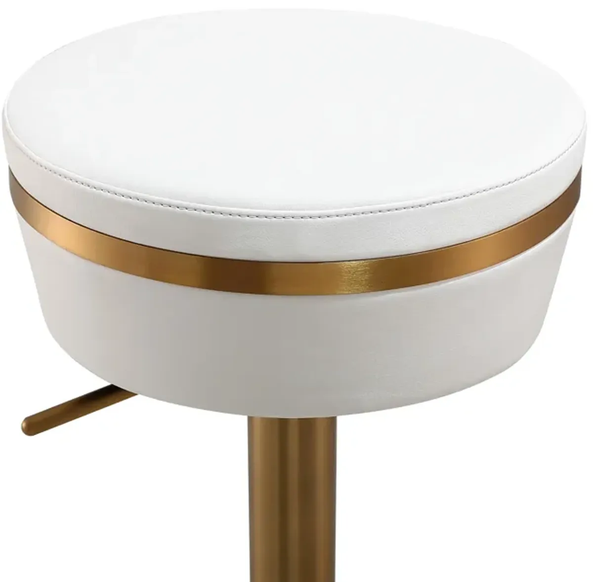 Astro White Performance Vegan Leather and Gold Adjustable Stool