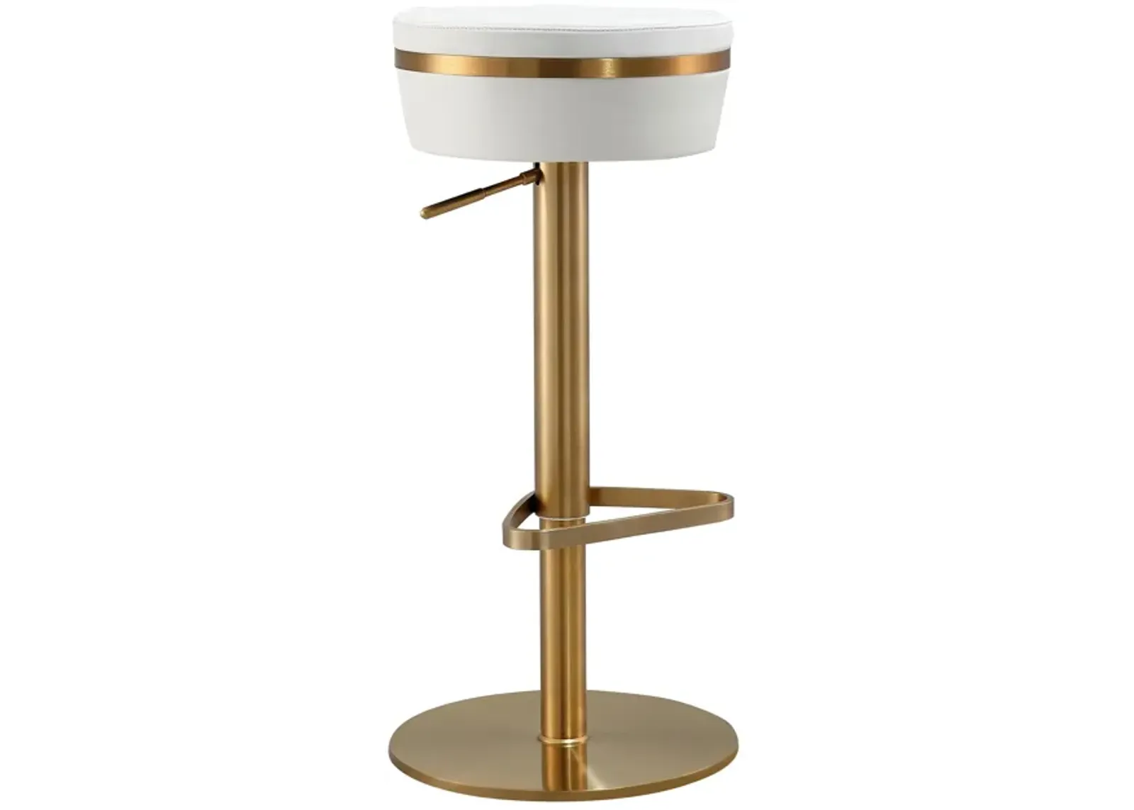 Astro White Performance Vegan Leather and Gold Adjustable Stool