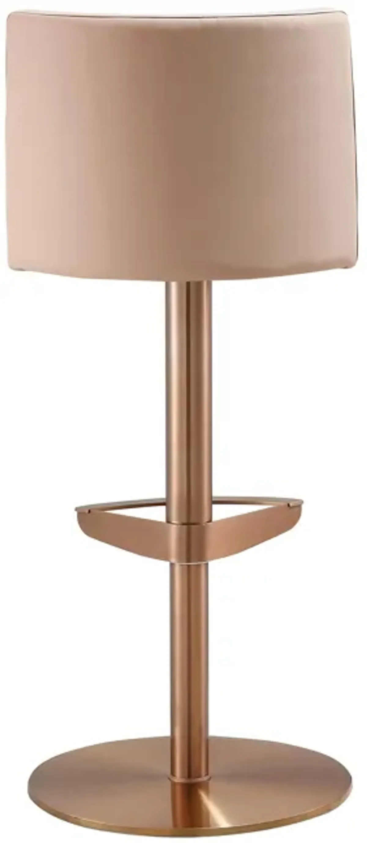 Loosha Cafe Au Lait Performance Vegan Leather and Rose Gold Adjustable Stool