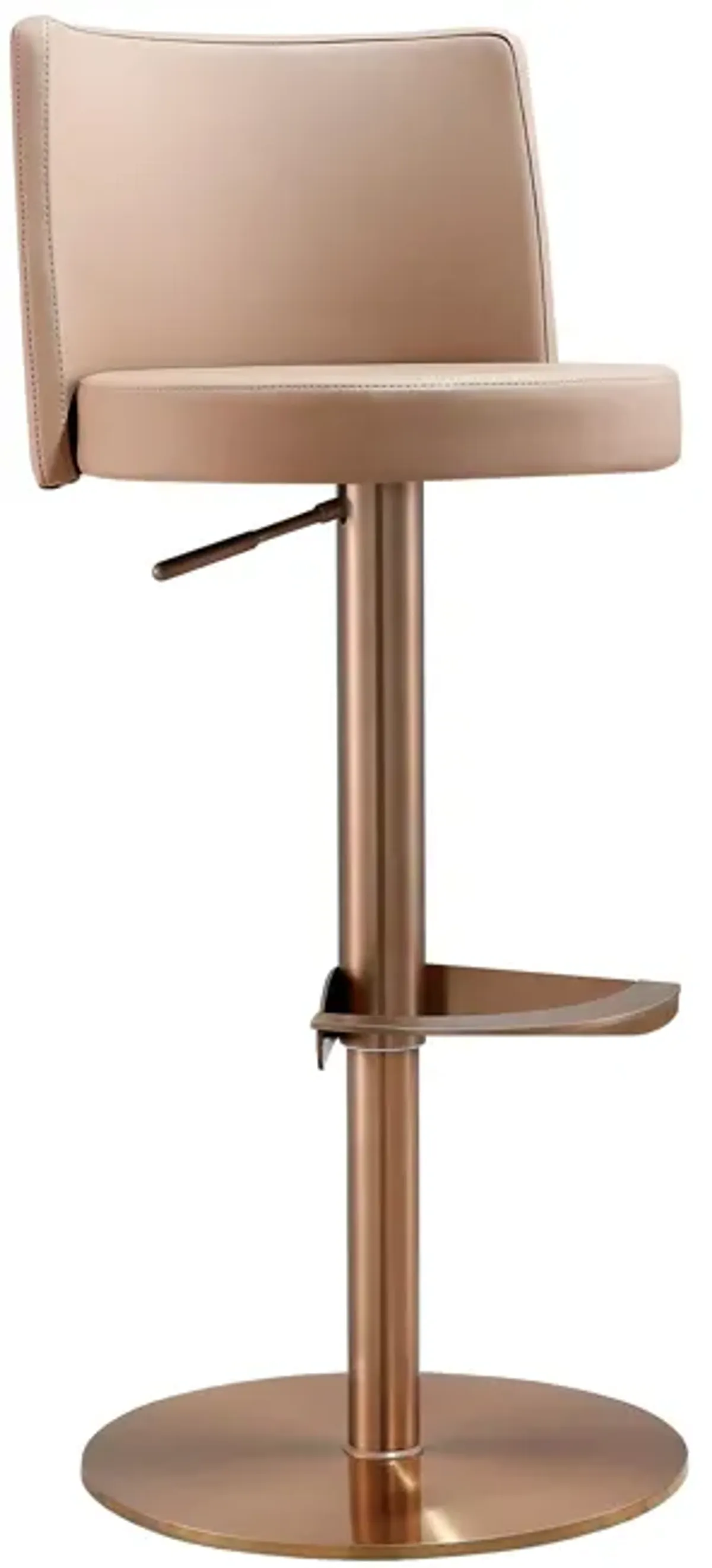 Loosha Cafe Au Lait Performance Vegan Leather and Rose Gold Adjustable Stool