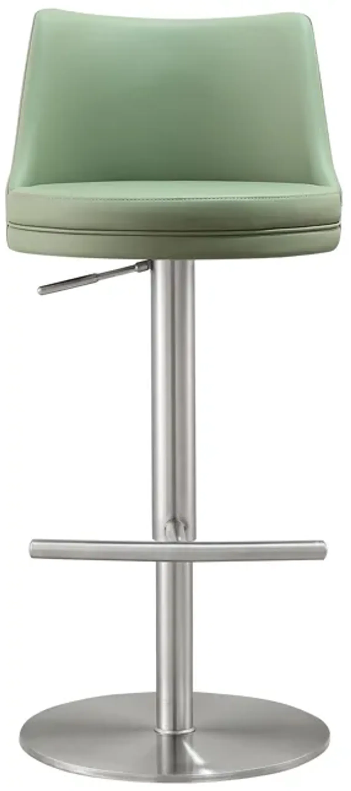 Reagan Sea Foam Green Performance Vegan Leather and Silver Adjustable Stool