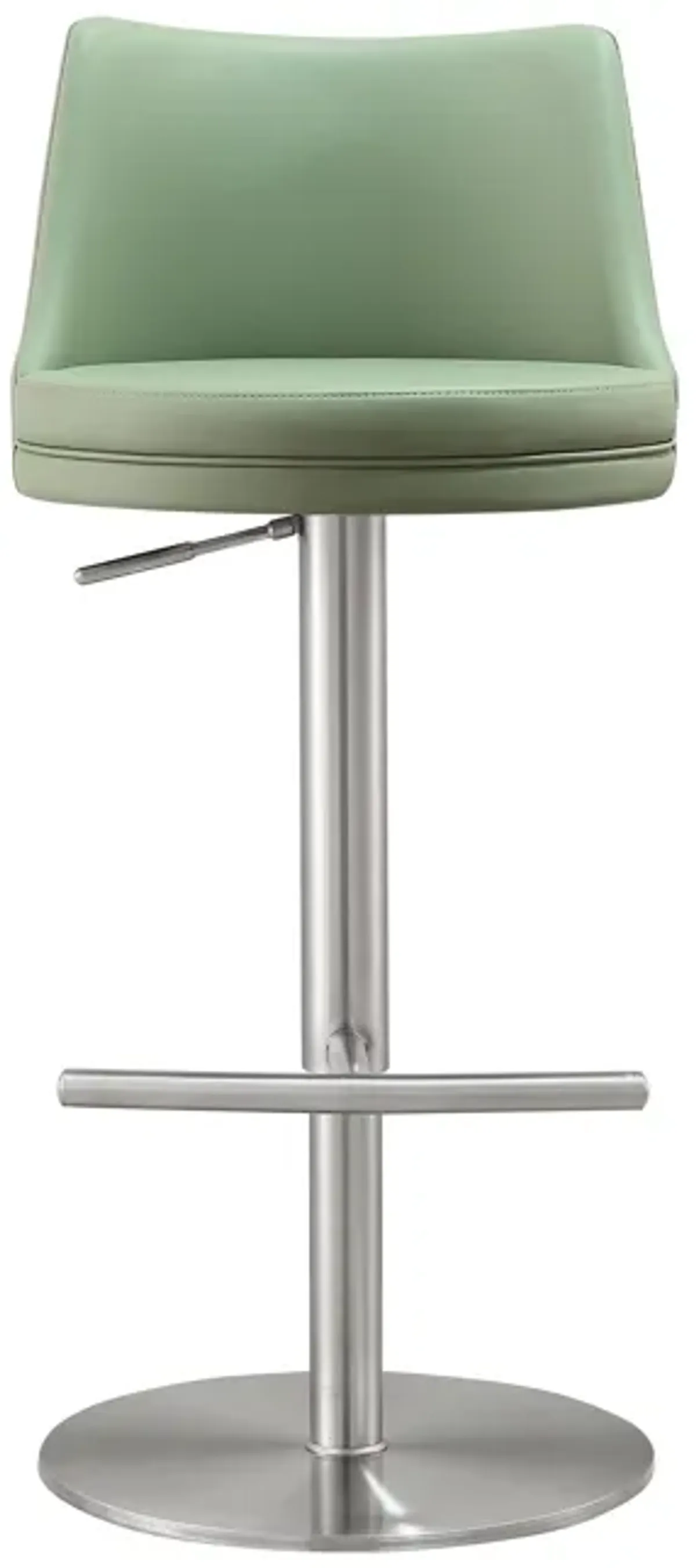 Reagan Sea Foam Green Performance Vegan Leather and Silver Adjustable Stool