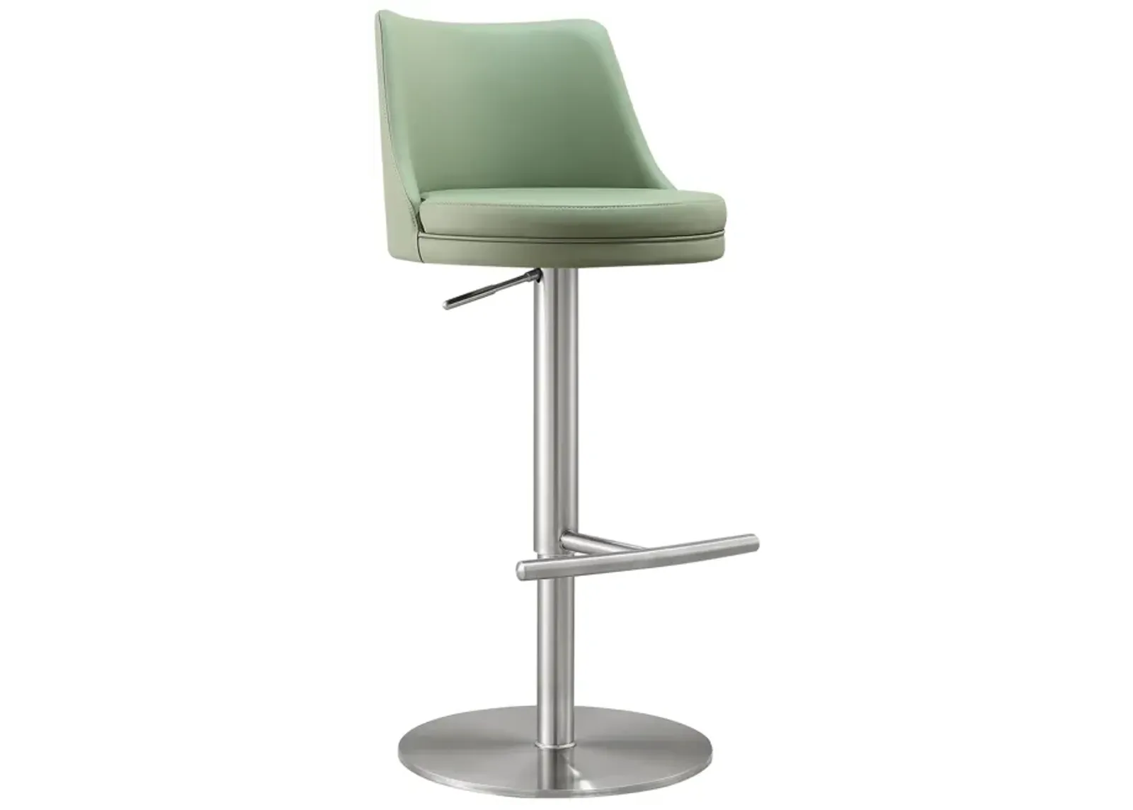 Reagan Sea Foam Green Performance Vegan Leather and Silver Adjustable Stool