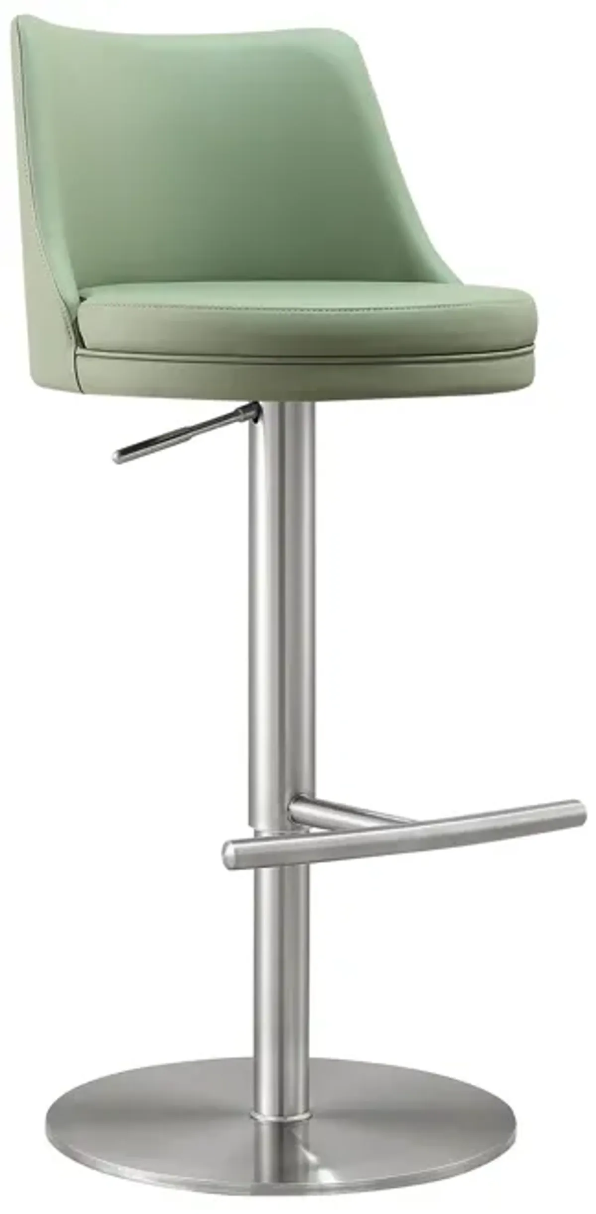 Reagan Sea Foam Green Performance Vegan Leather and Silver Adjustable Stool