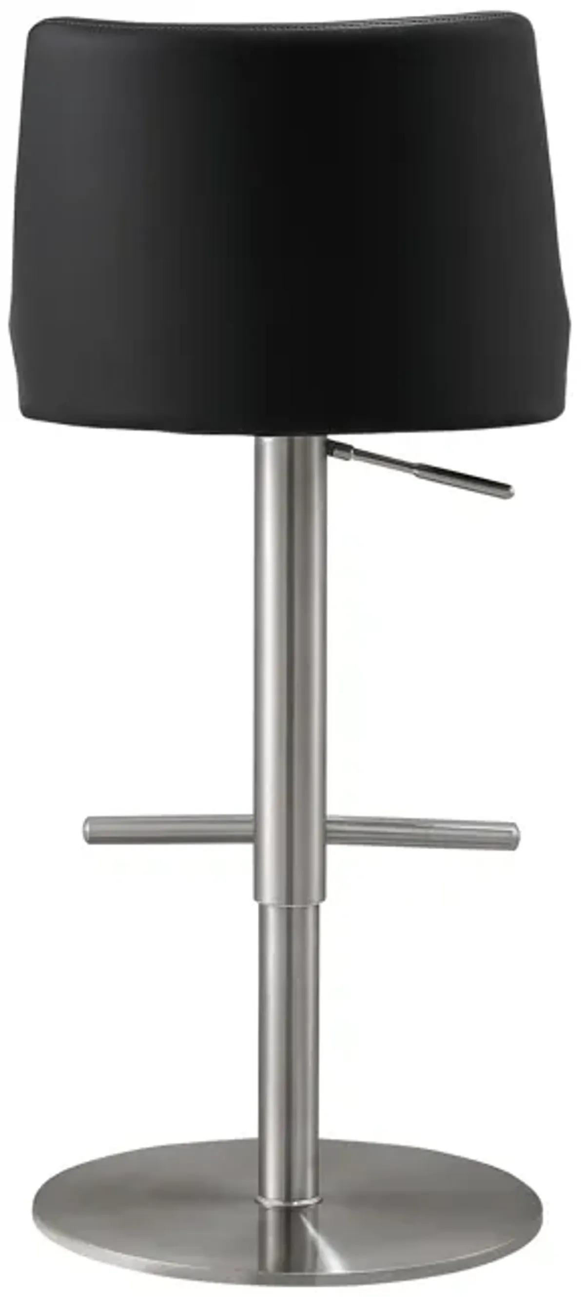 Reagan Black Performance Vegan Leather and Silver Adjustable Stool