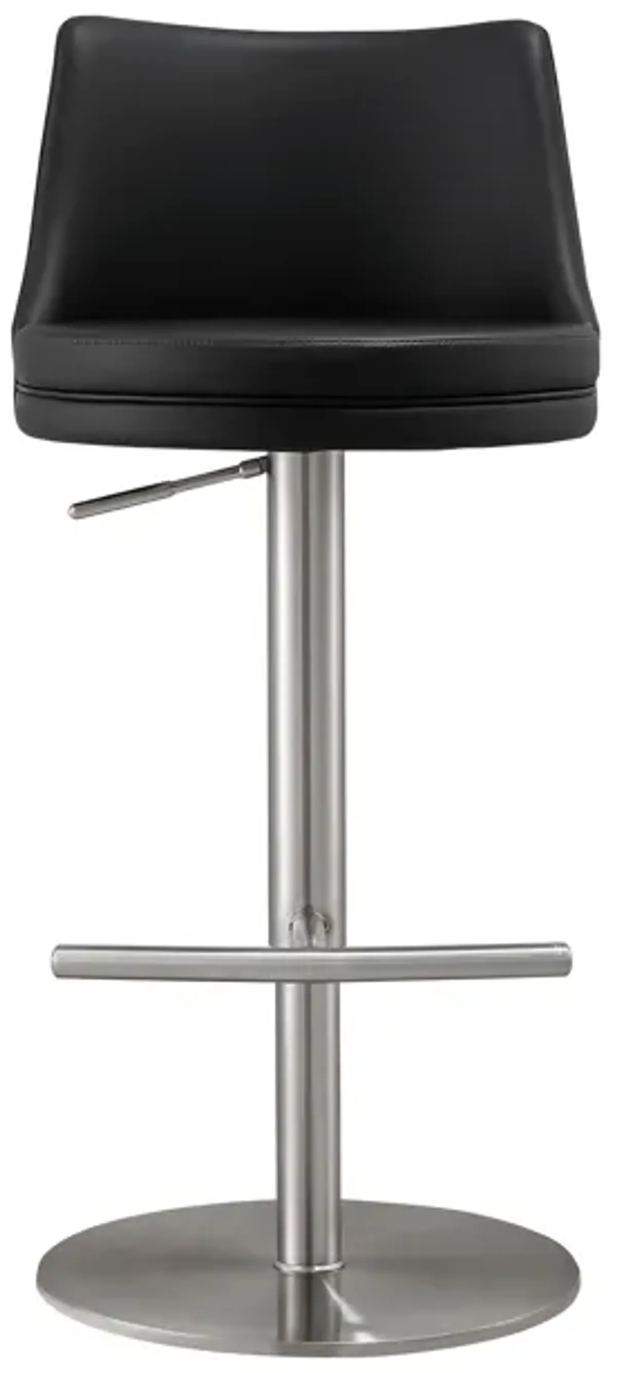 Reagan Black Performance Vegan Leather and Silver Adjustable Stool