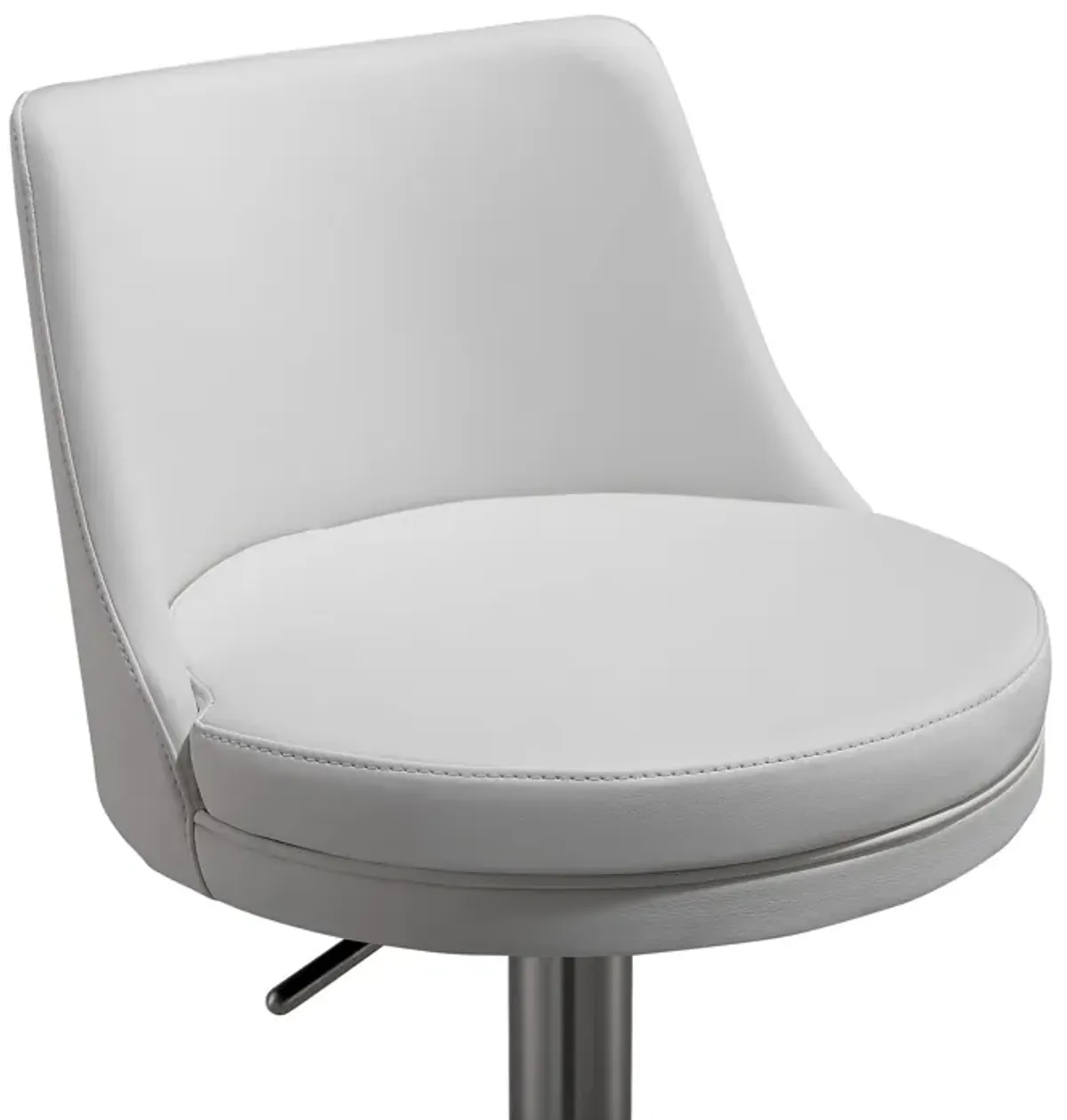 Reagan White Performance Vegan Leather and Silver Adjustable Stool