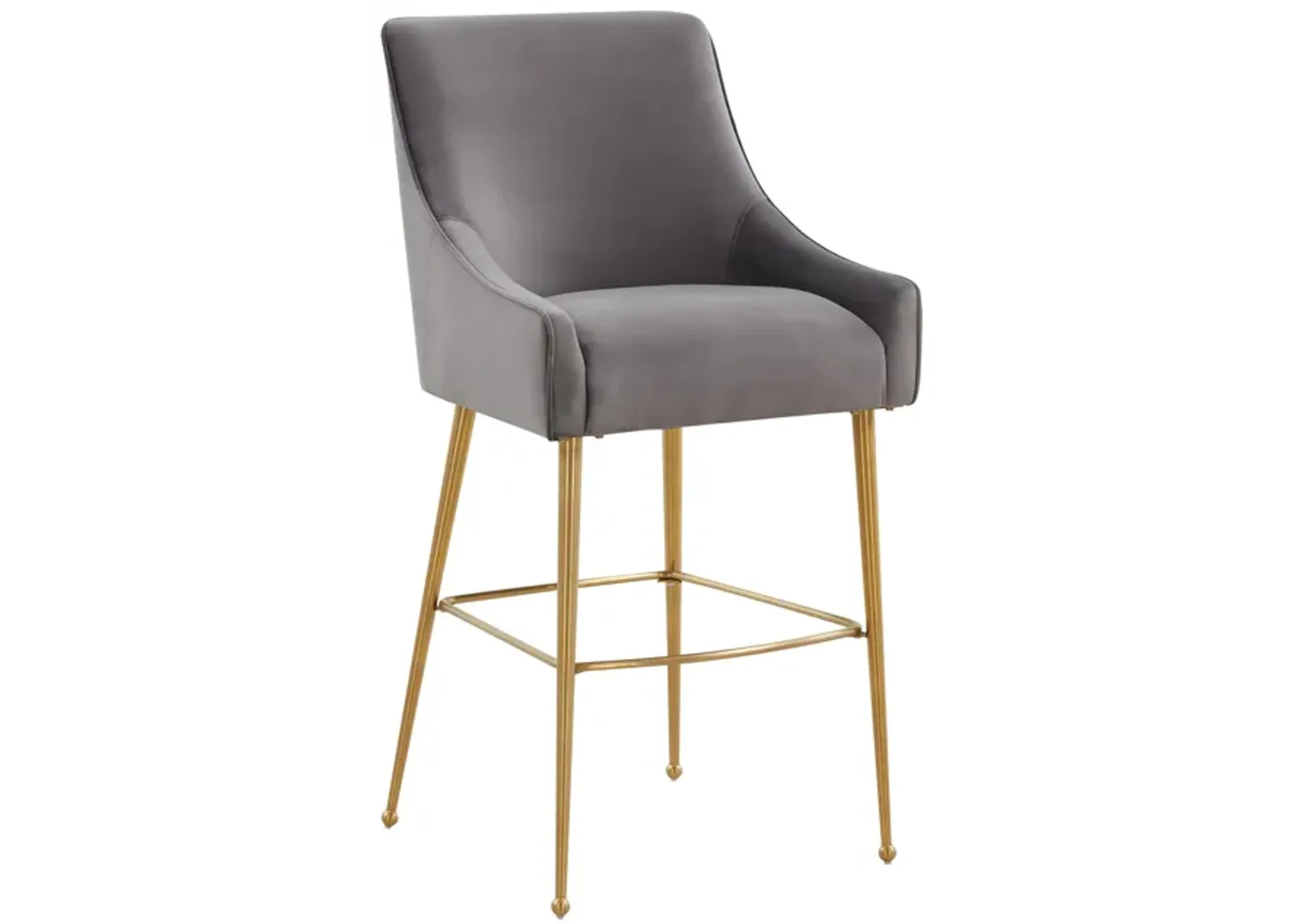 Beatrix Dark Grey Velvet Counter Stool - Gold Legs