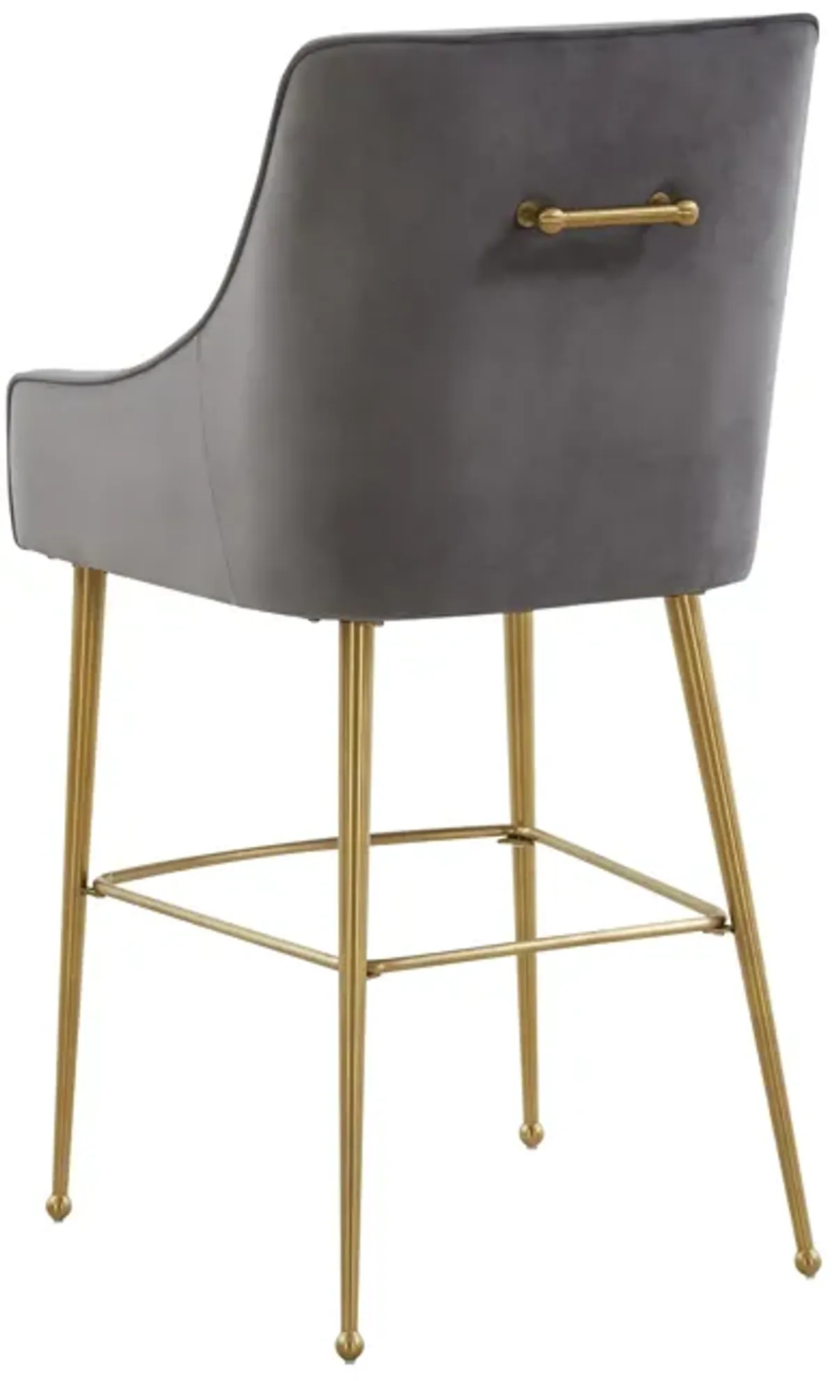 Beatrix Dark Grey Velvet Bar Stool - Gold Legs