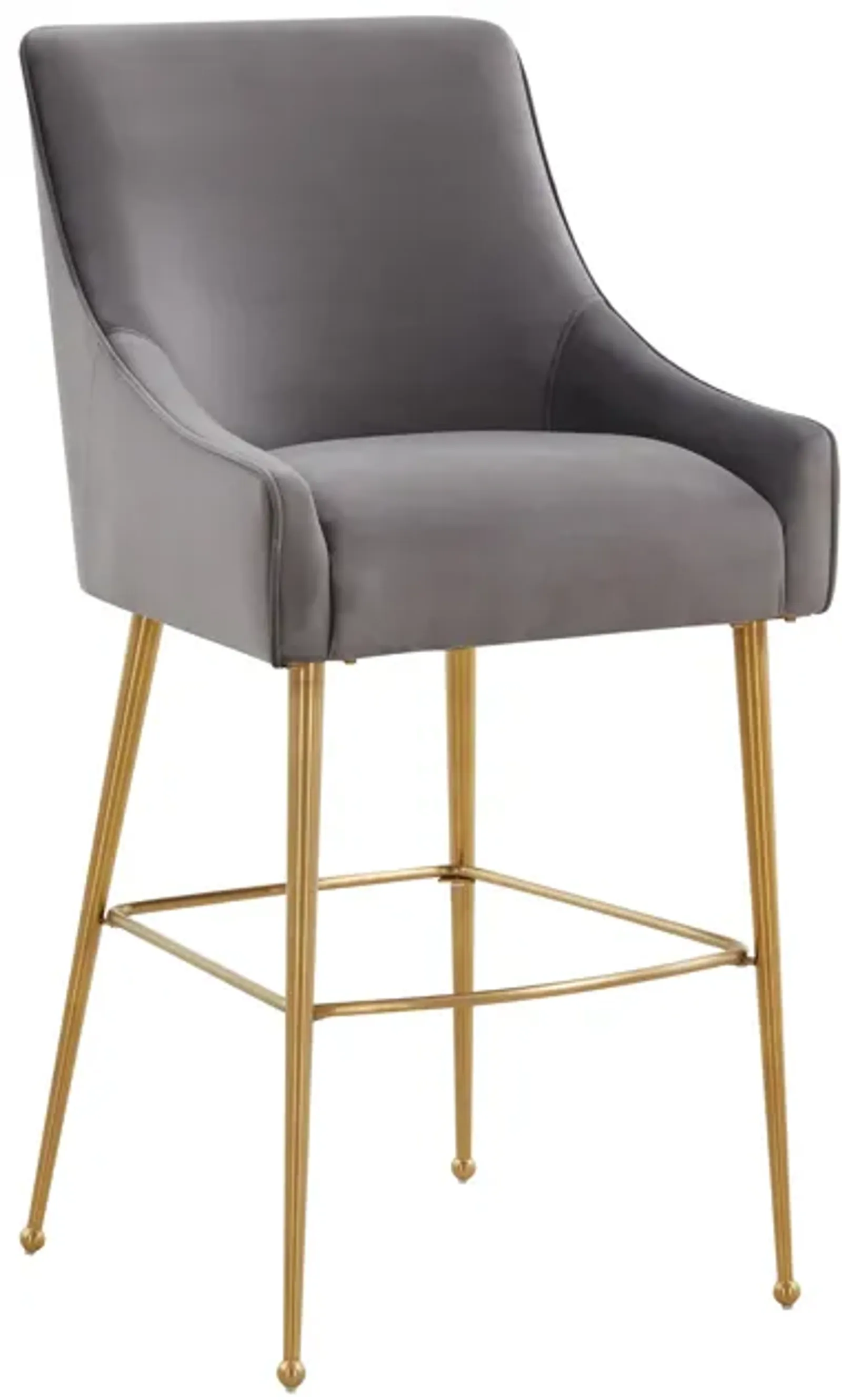 Beatrix Dark Grey Velvet Bar Stool - Gold Legs