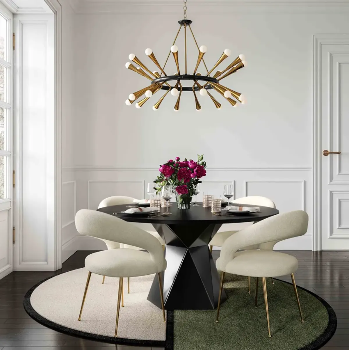 Iris Black Glass Dining Table