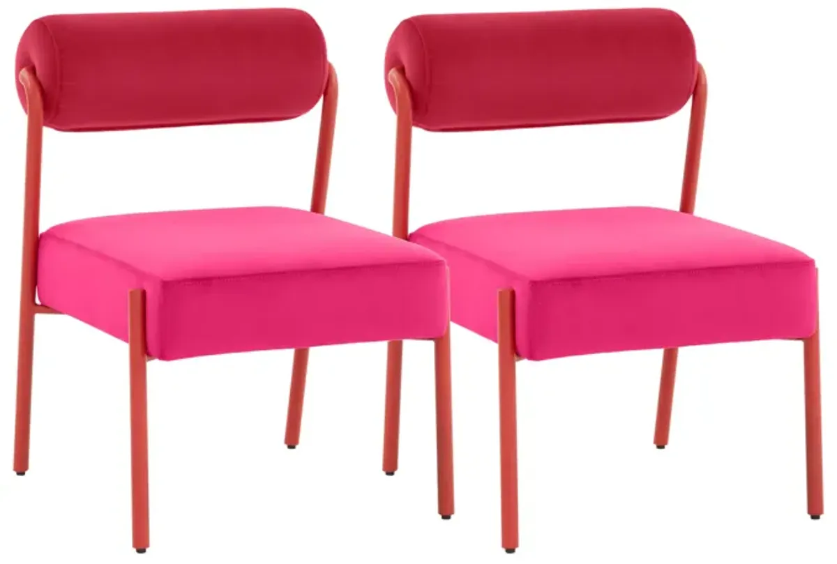 Jolene Hot Pink Velvet Dining Chair - Set of 2