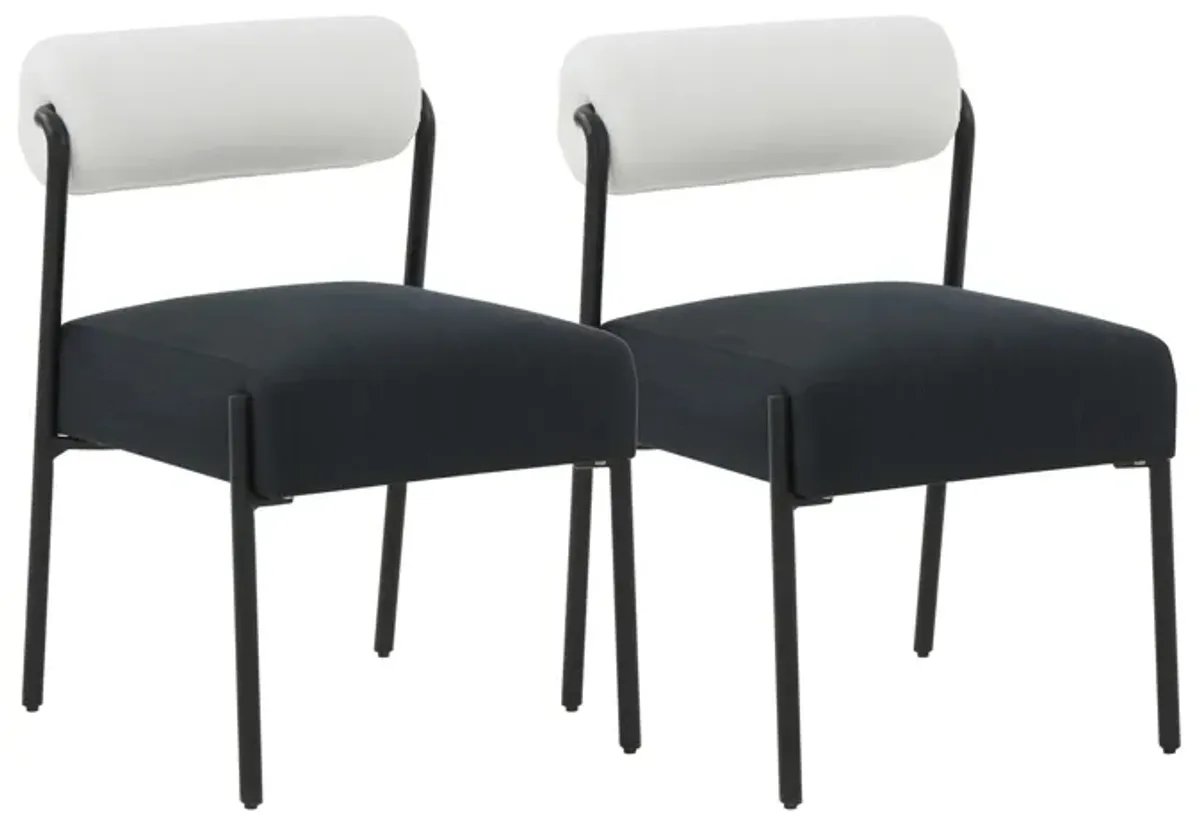 Jolene Cream and Black Performance Linen Dining Chair - Set of 2