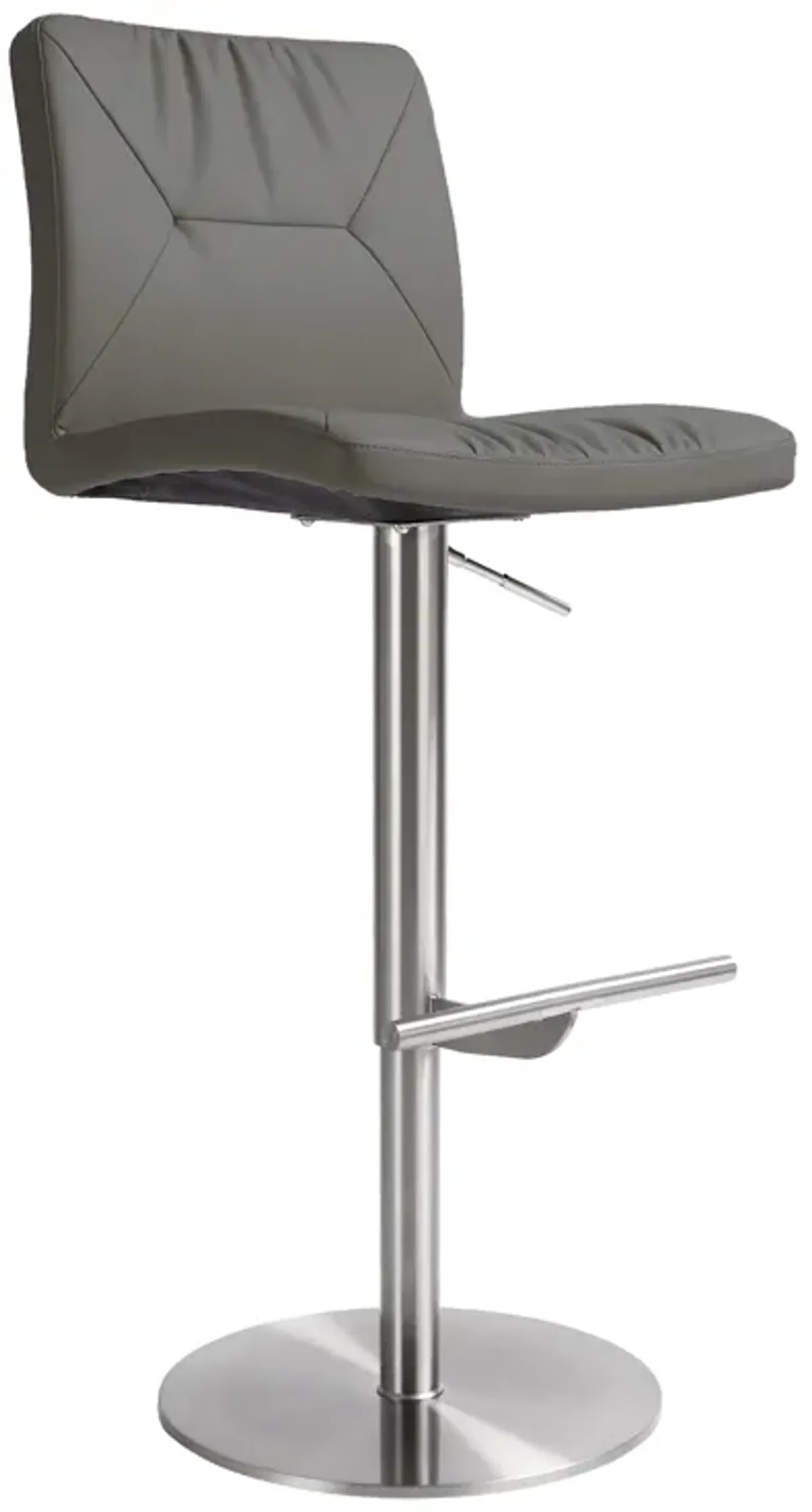 Paddy Dark Grey Performance Vegan Leather on Silver Adjustable Stool