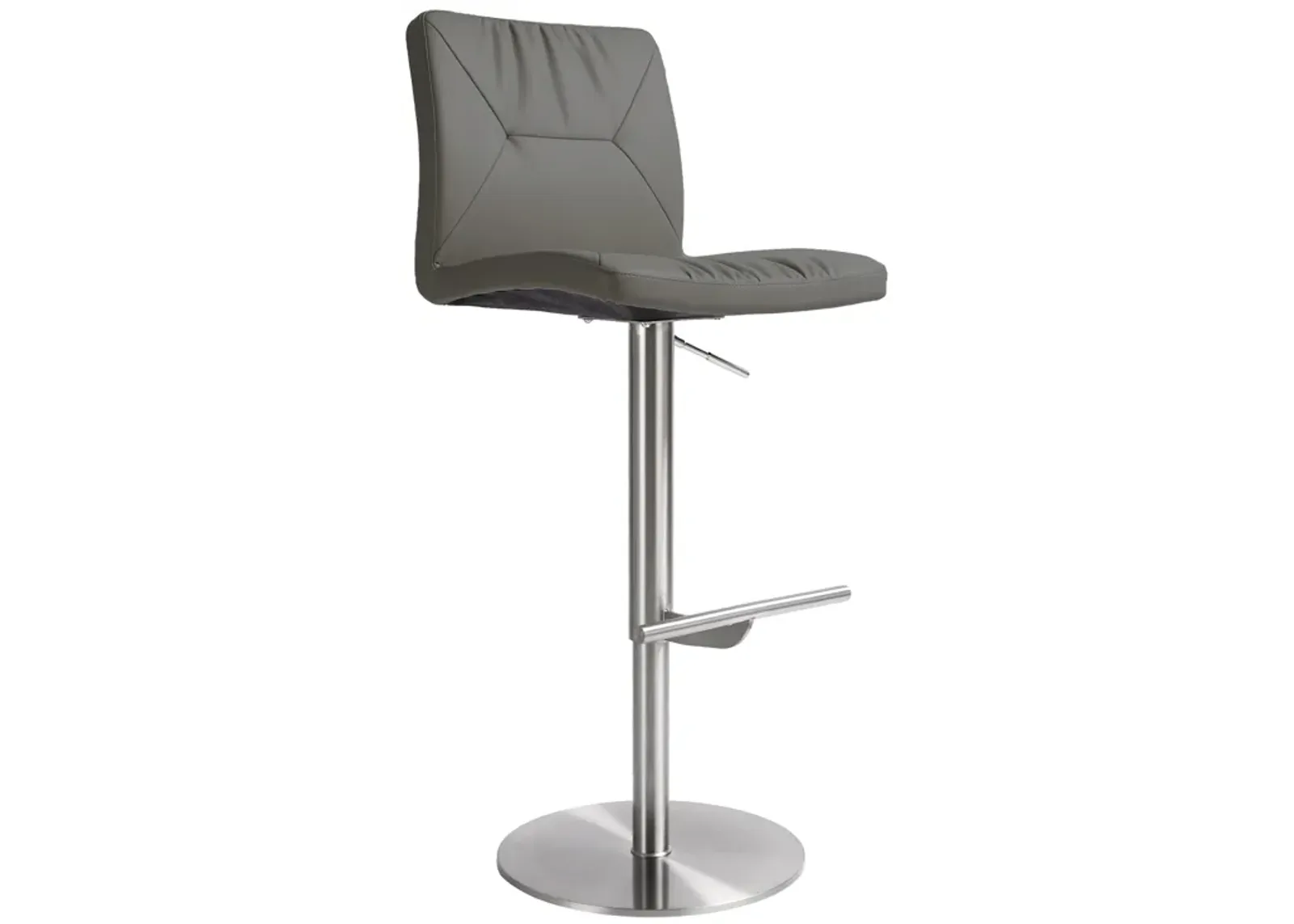 Paddy Dark Grey Performance Vegan Leather on Silver Adjustable Stool