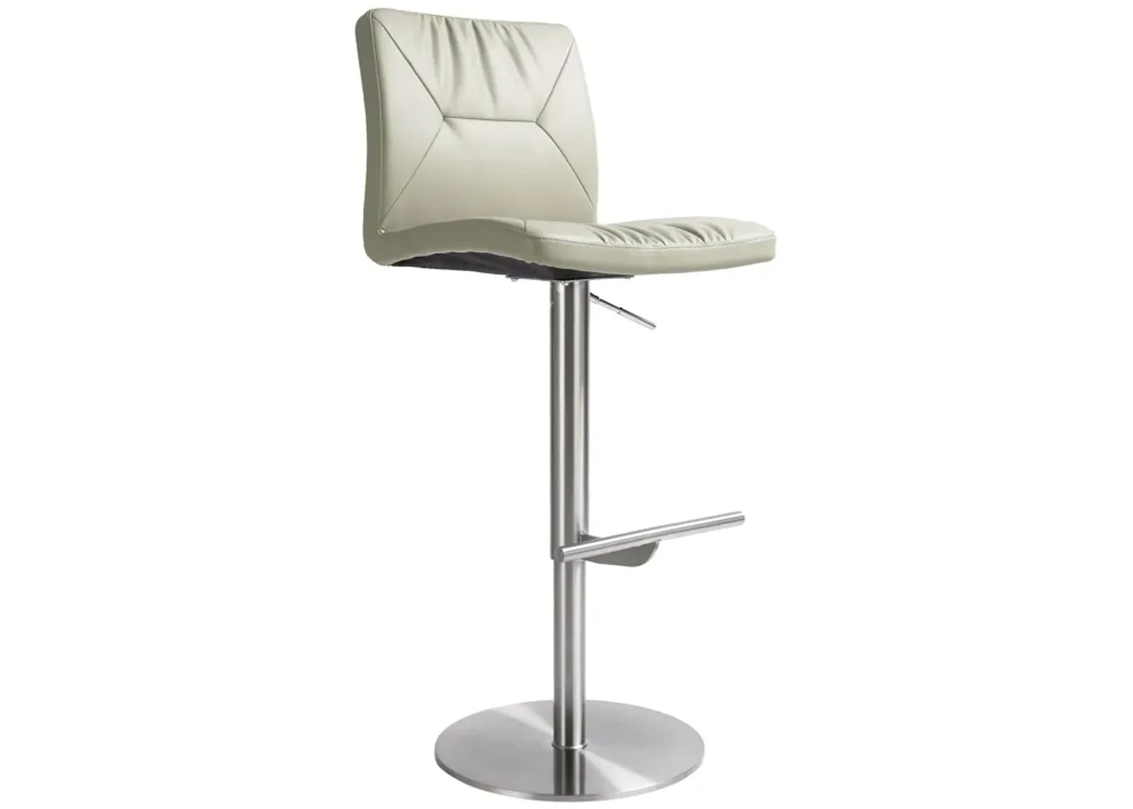 Paddy Light Grey Performance Vegan Leather on Silver Adjustable Stool