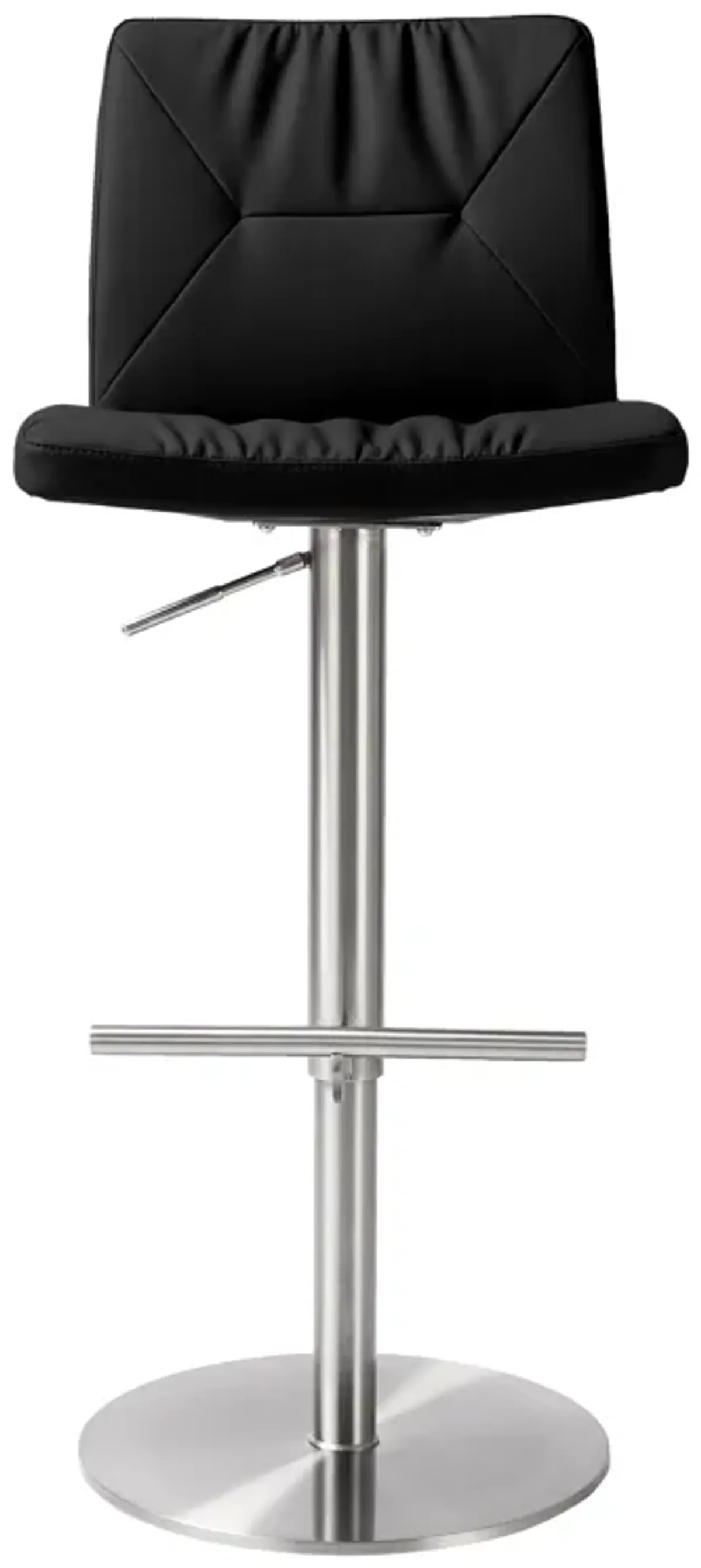 Paddy Black Performance Vegan Leather on Silver Adjustable Stool