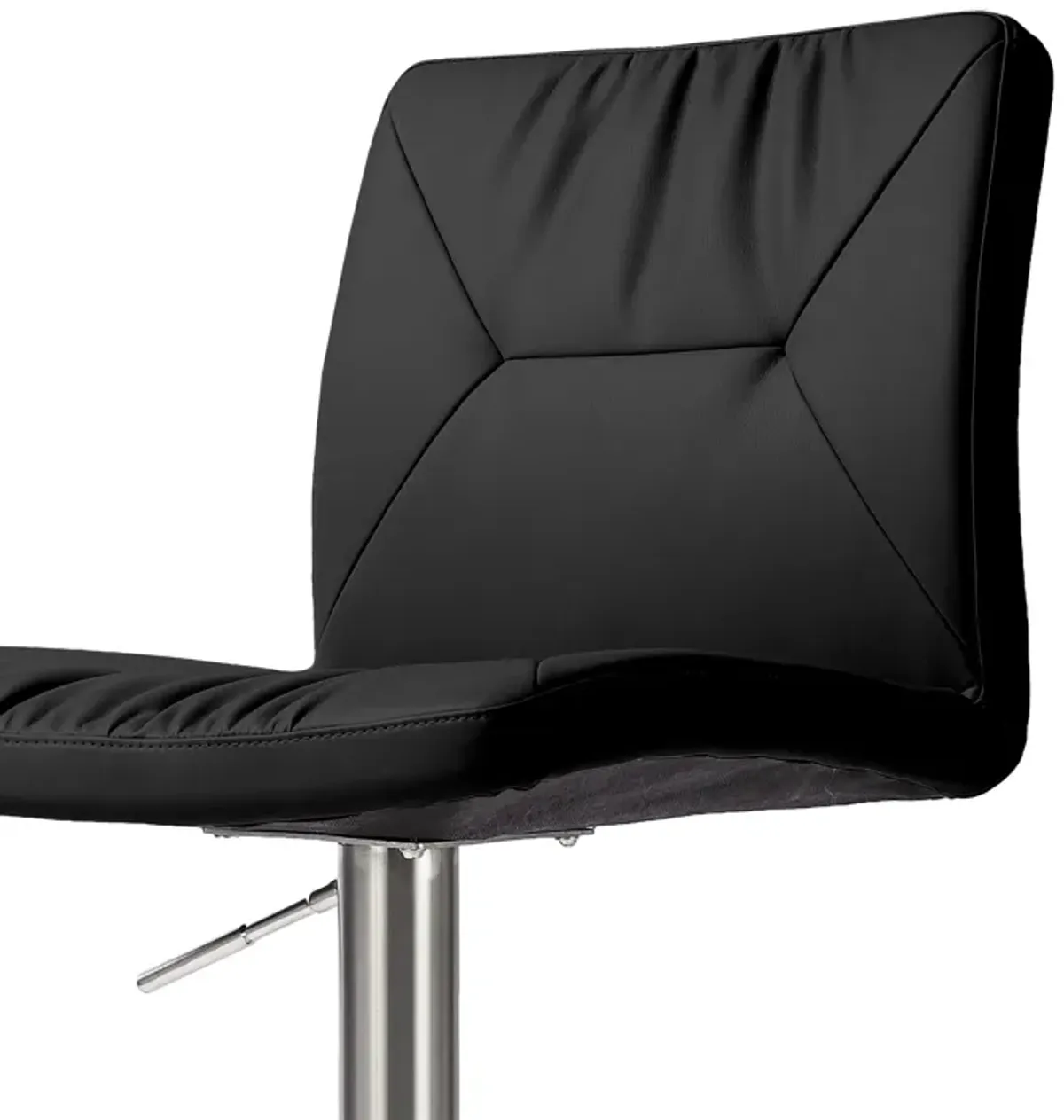 Paddy Black Performance Vegan Leather on Silver Adjustable Stool