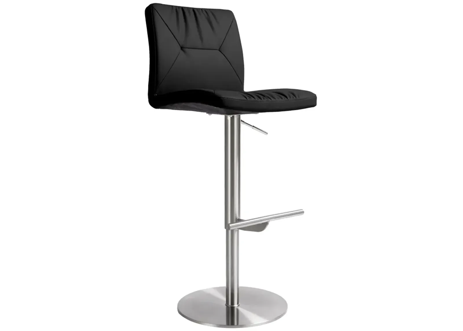 Paddy Black Performance Vegan Leather on Silver Adjustable Stool