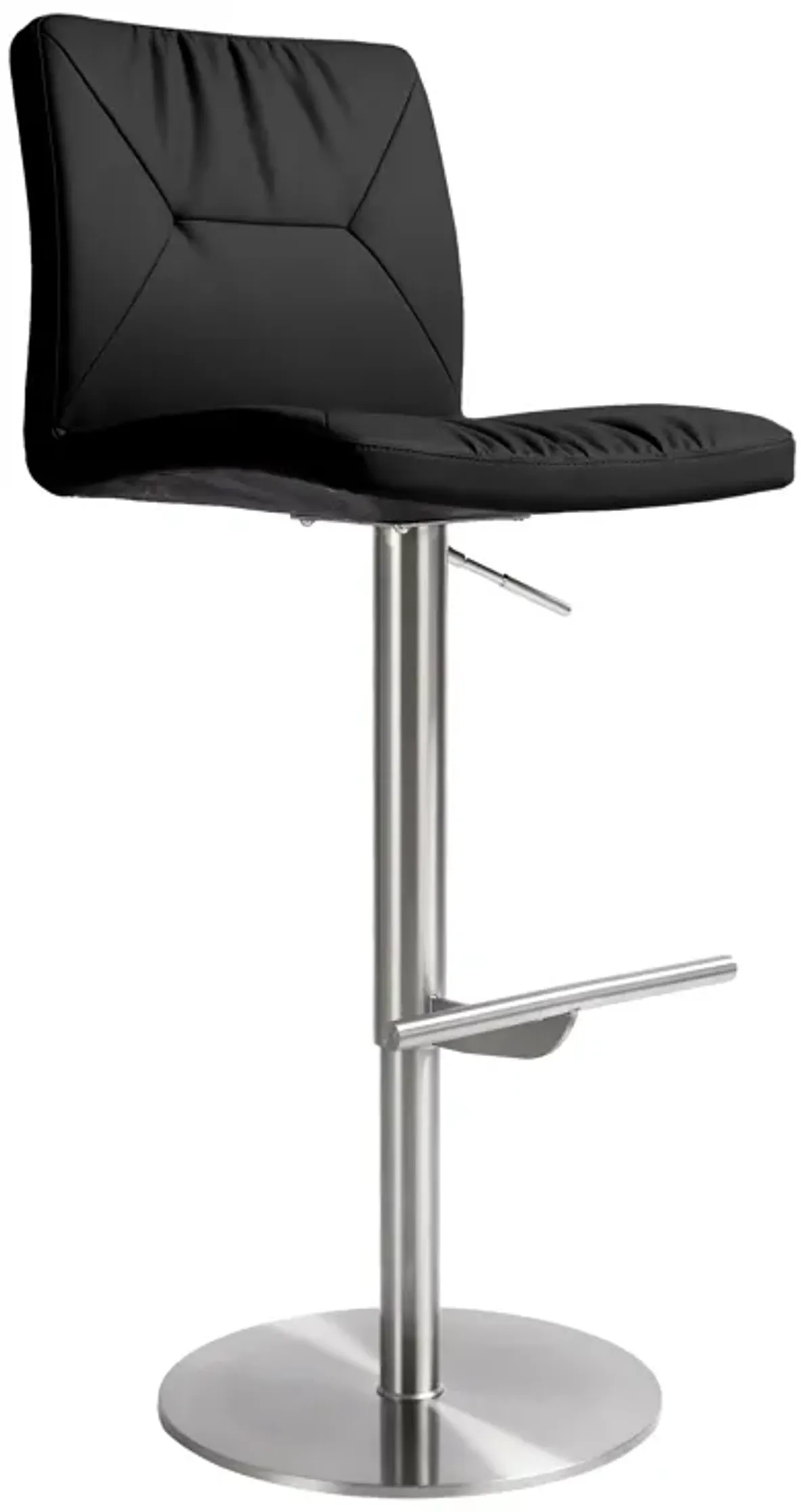 Paddy Black Performance Vegan Leather on Silver Adjustable Stool