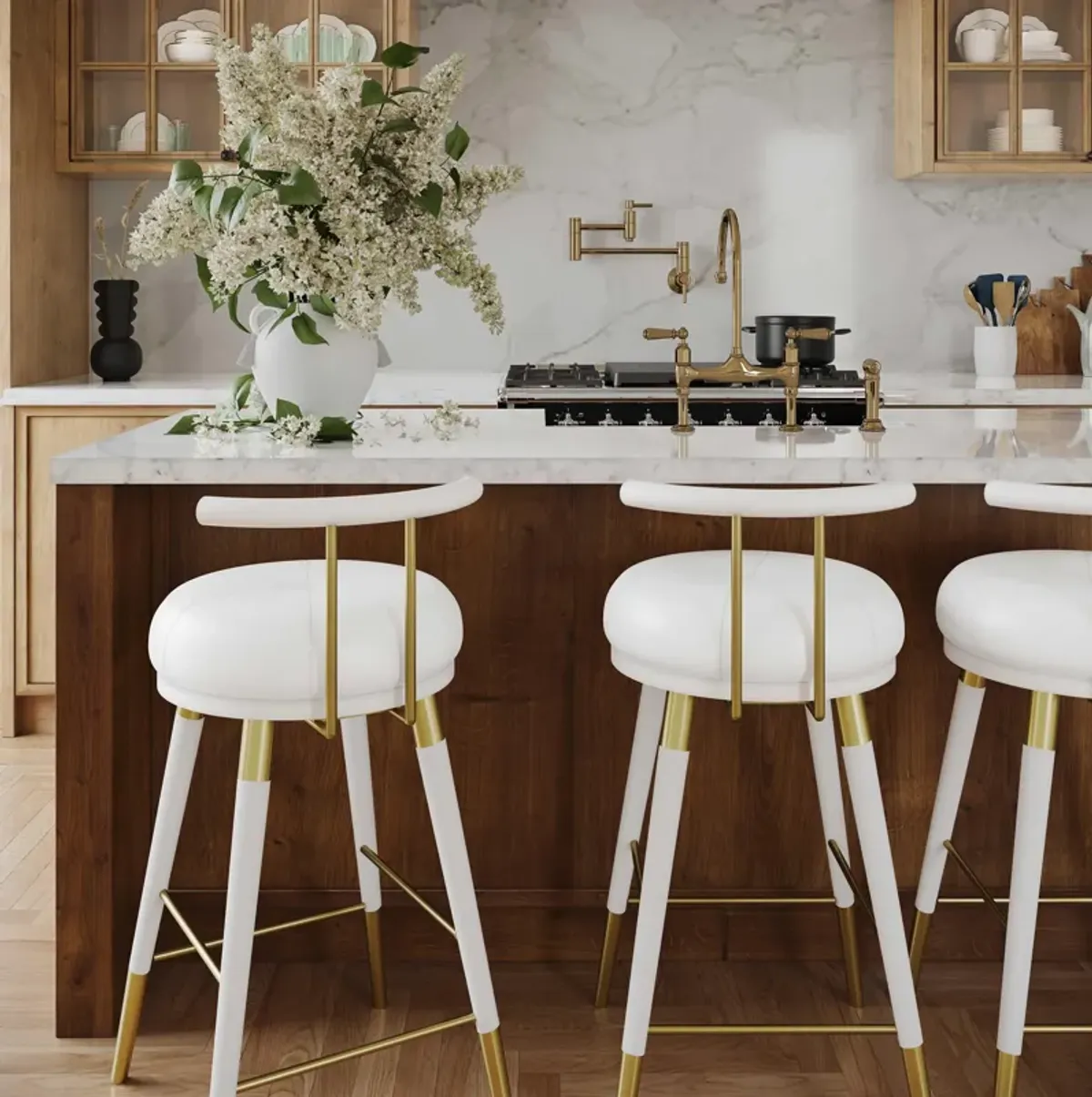 Juniper White Performance Vegan Leather Barstool