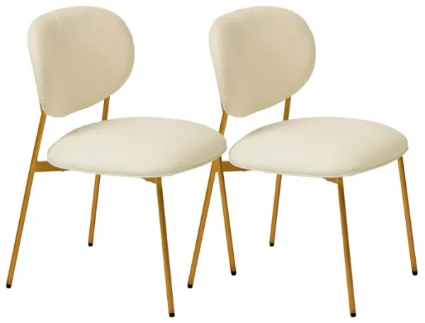 McKenzie Cream Boucle & Performance Vegan Leather Stackable Dining Chair - Set of 2