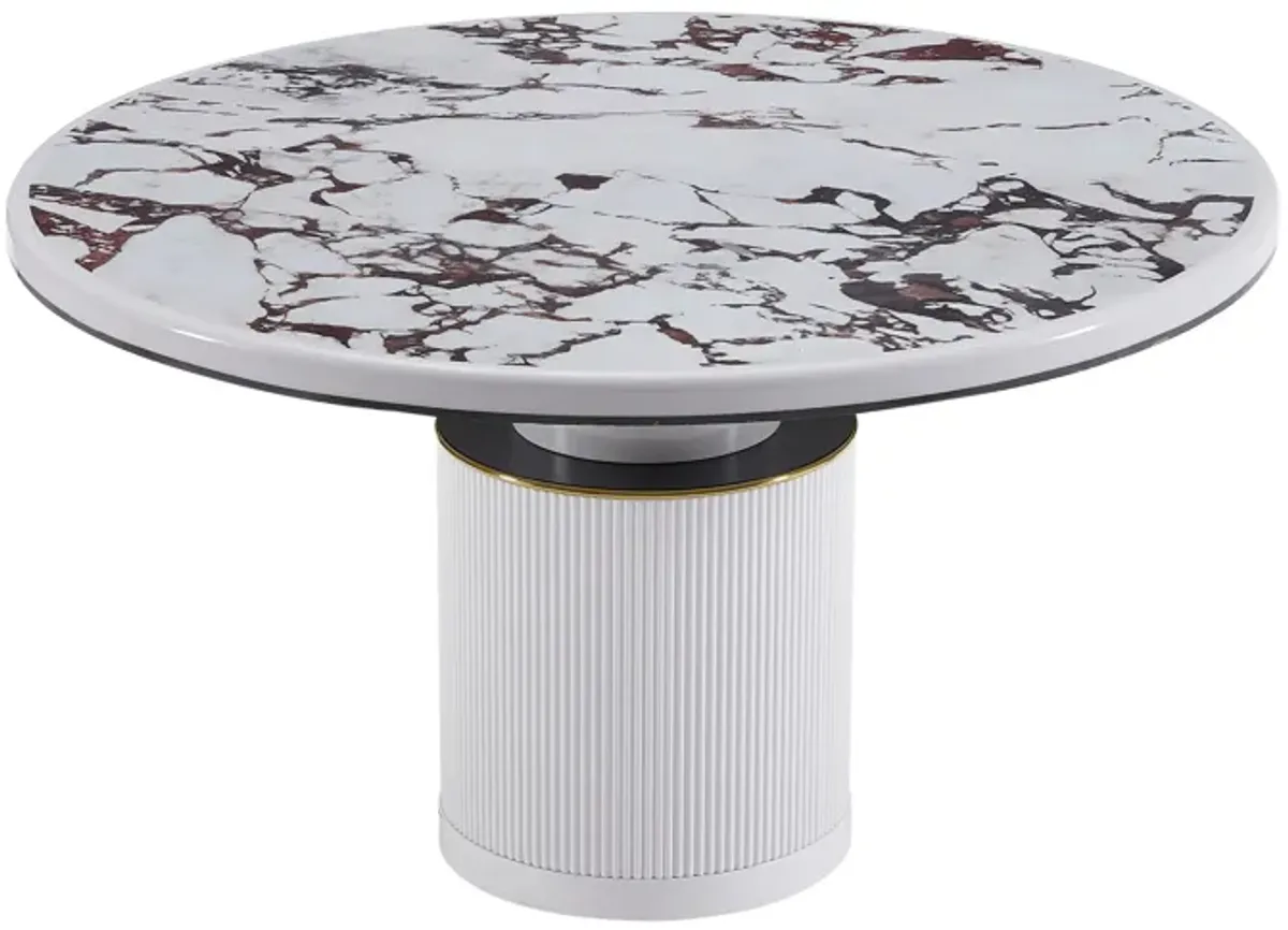 Vanessa White Marble Lacquer 53 inch Round Dining Table