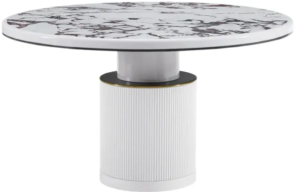 Vanessa White Marble Lacquer 53 inch Round Dining Table