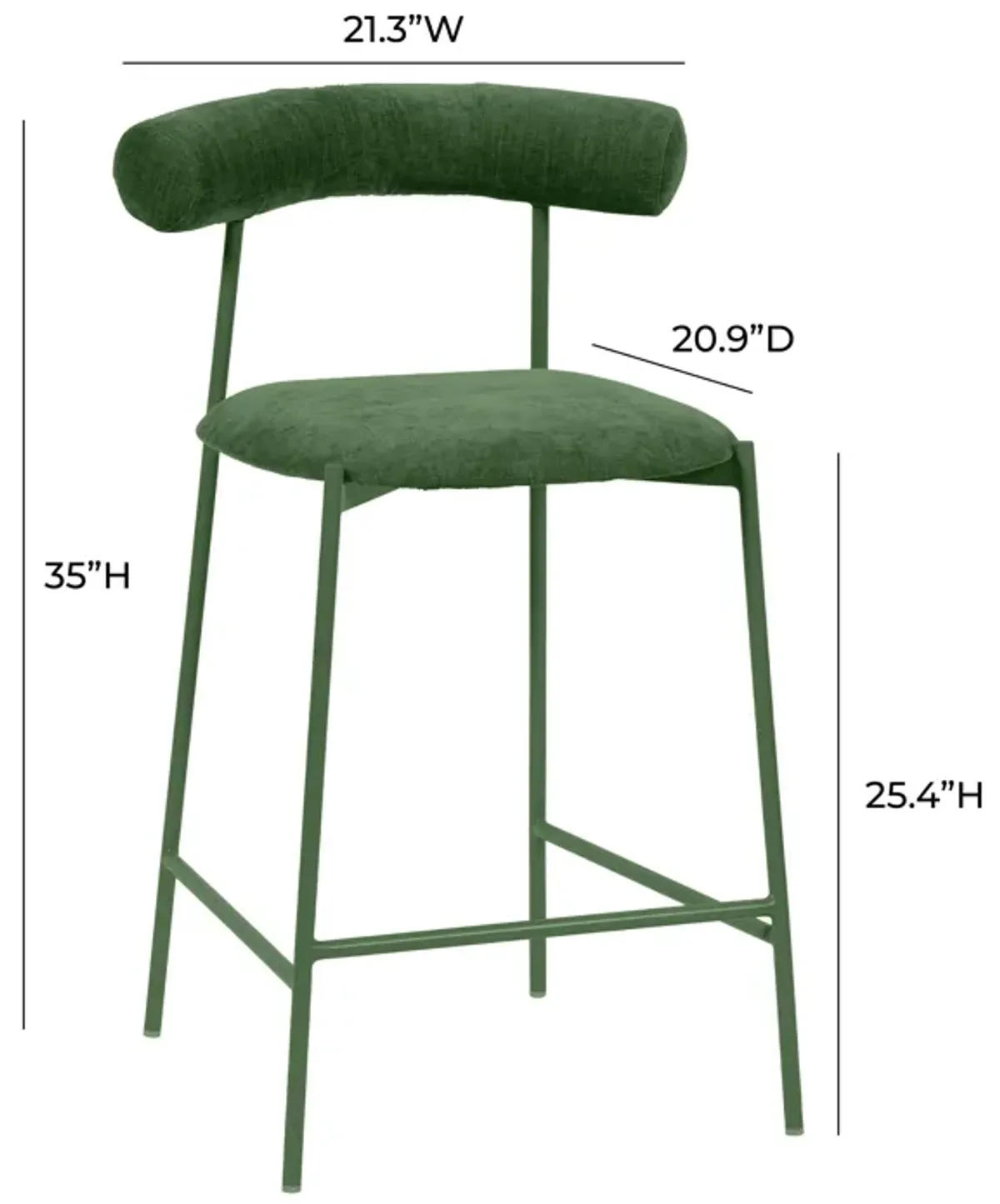 Liliana Forest Green Performance Velvet Counter Stool