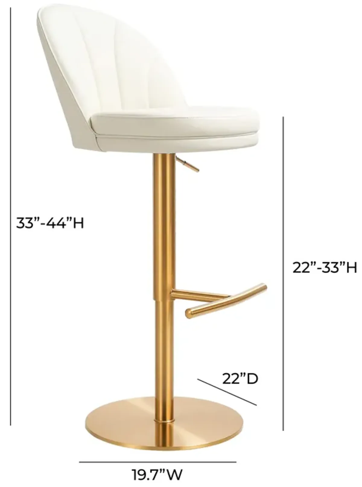 Venus Cream Performance Vegan Leather and Gold Adjustable Swivel Stool