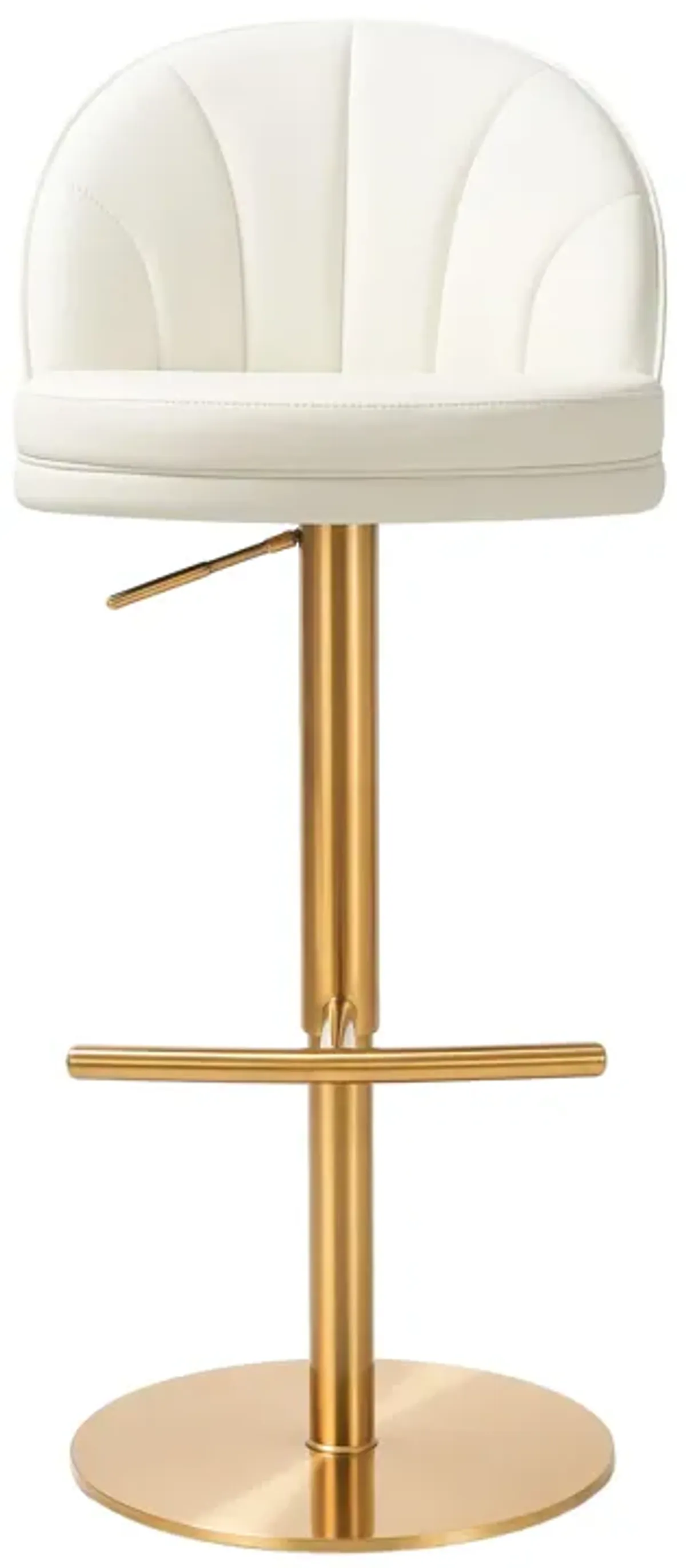 Venus Cream Performance Vegan Leather and Gold Adjustable Swivel Stool