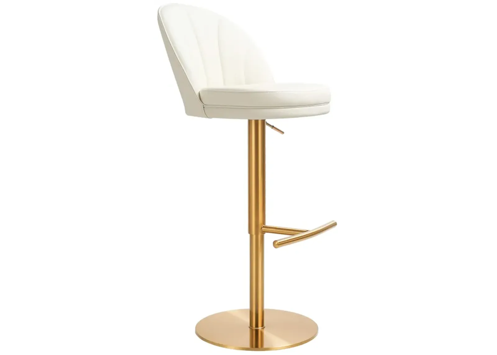 Venus Cream Performance Vegan Leather and Gold Adjustable Swivel Stool