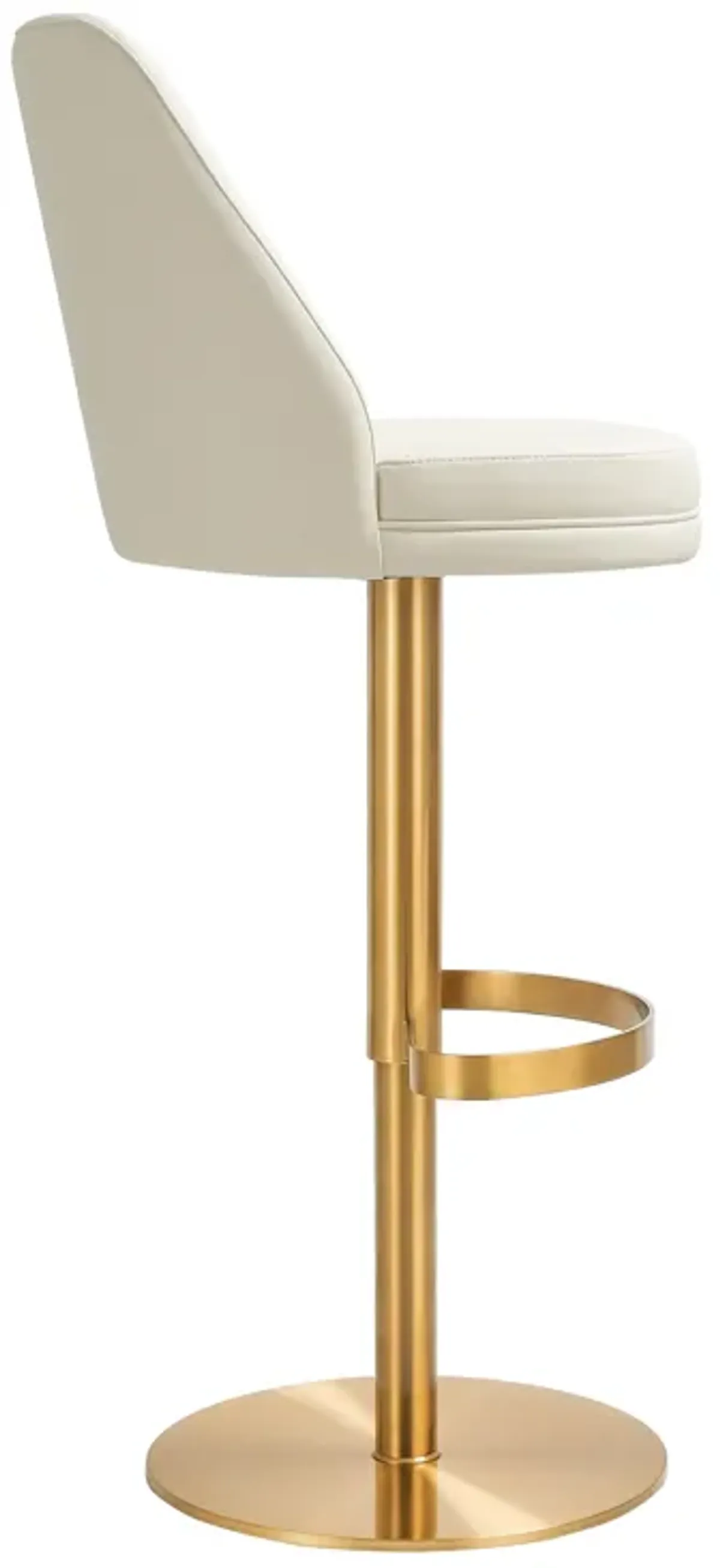 Maven Cream Performance Vegan Leather and Gold Adjustable Swivel Stool