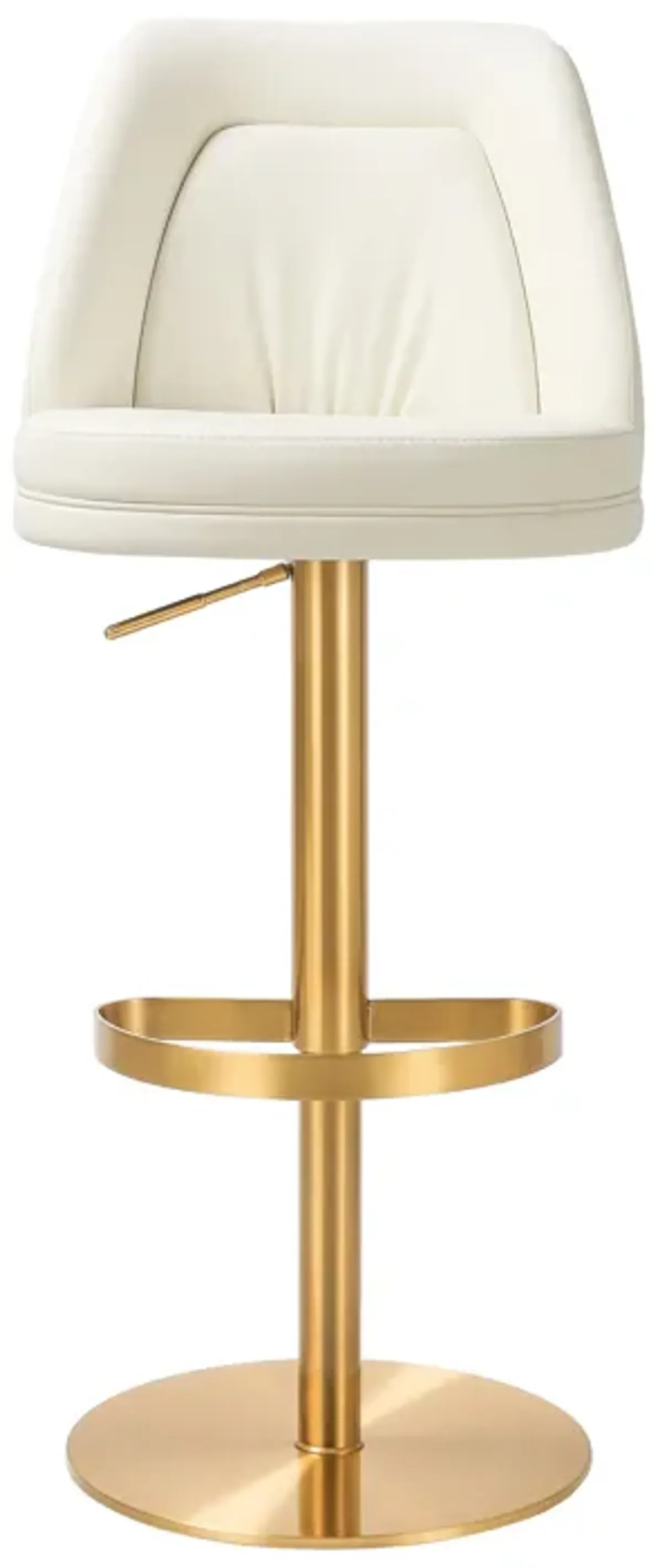 Maven Cream Performance Vegan Leather and Gold Adjustable Swivel Stool