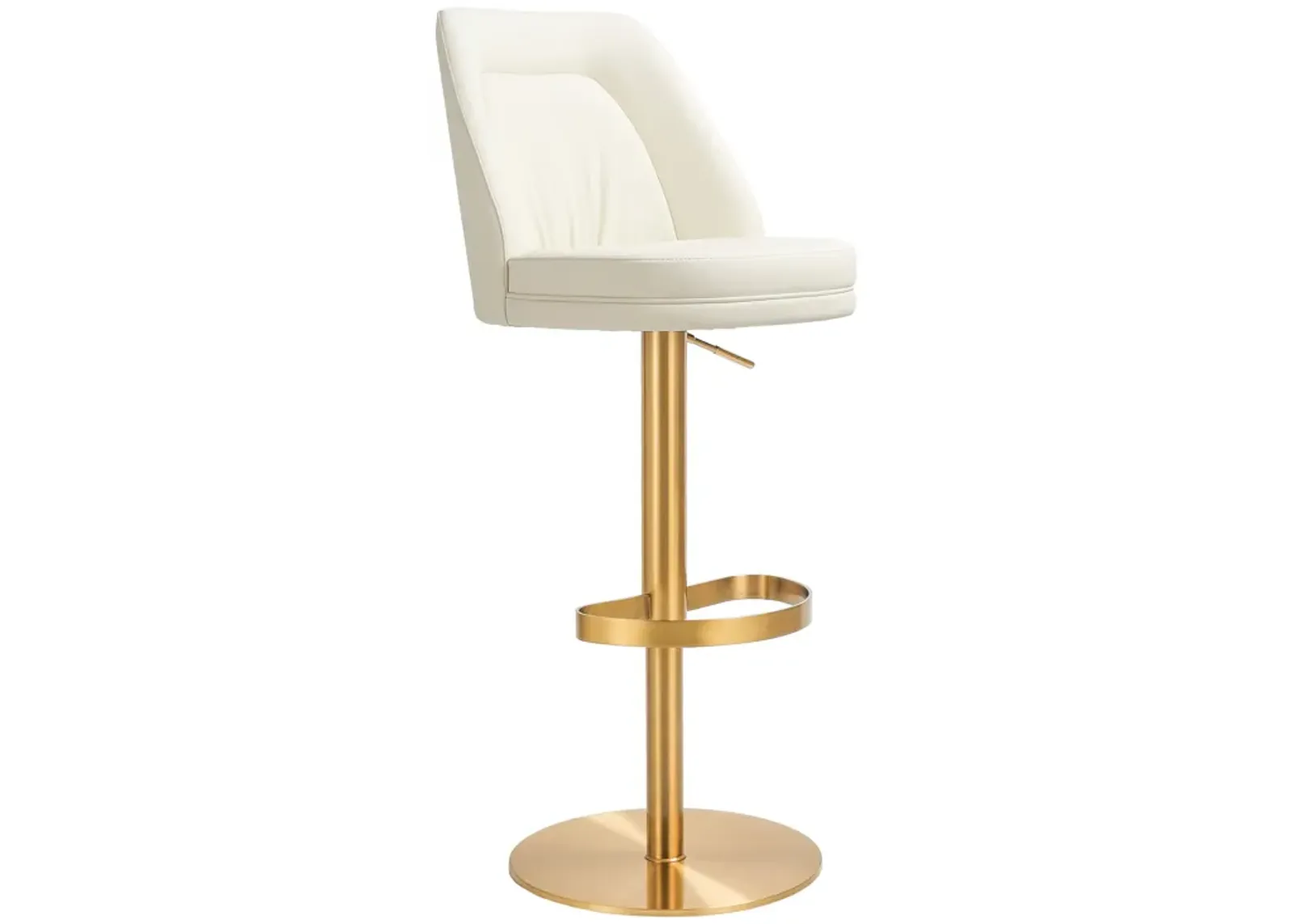 Maven Cream Performance Vegan Leather and Gold Adjustable Swivel Stool