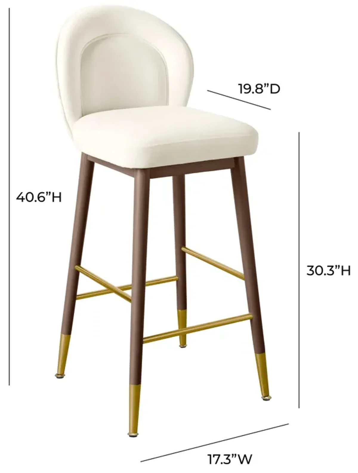 Hailey Cream Velvet Barstool