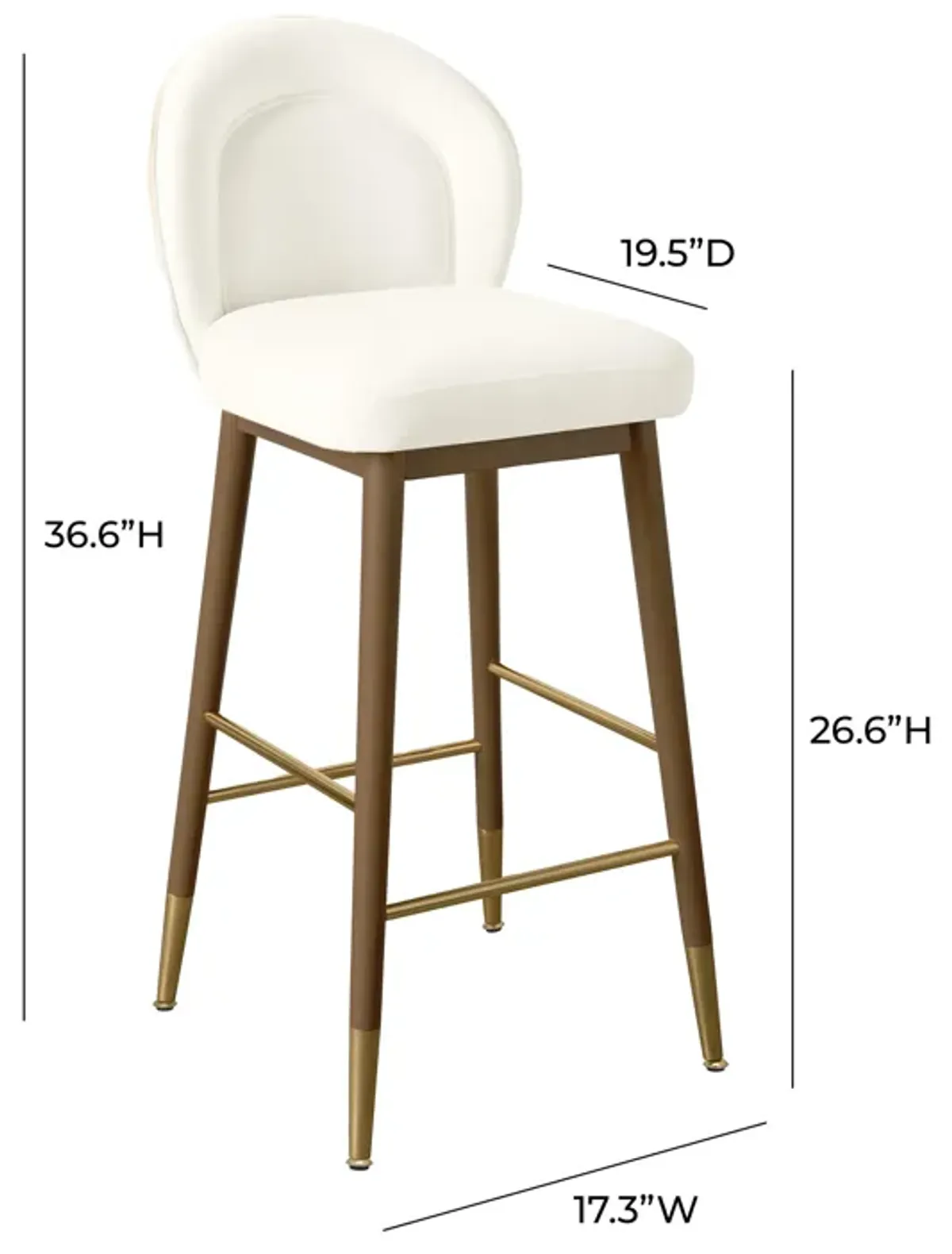 Hailey Cream Velvet Counter Stool