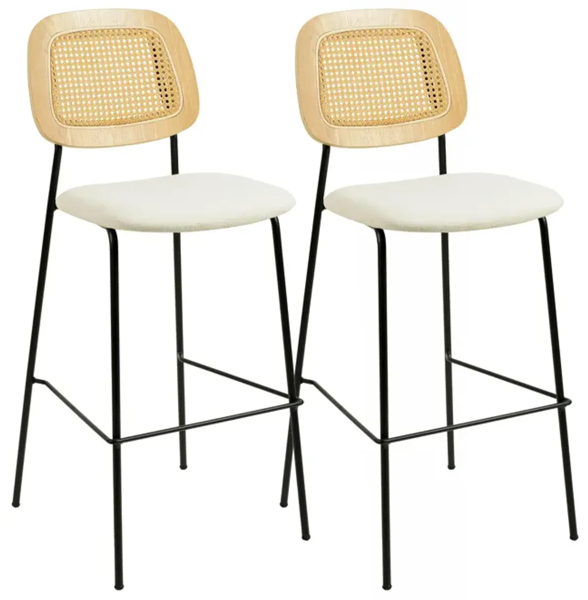 Anais Natural Rattan Counter Stool - Set of 2