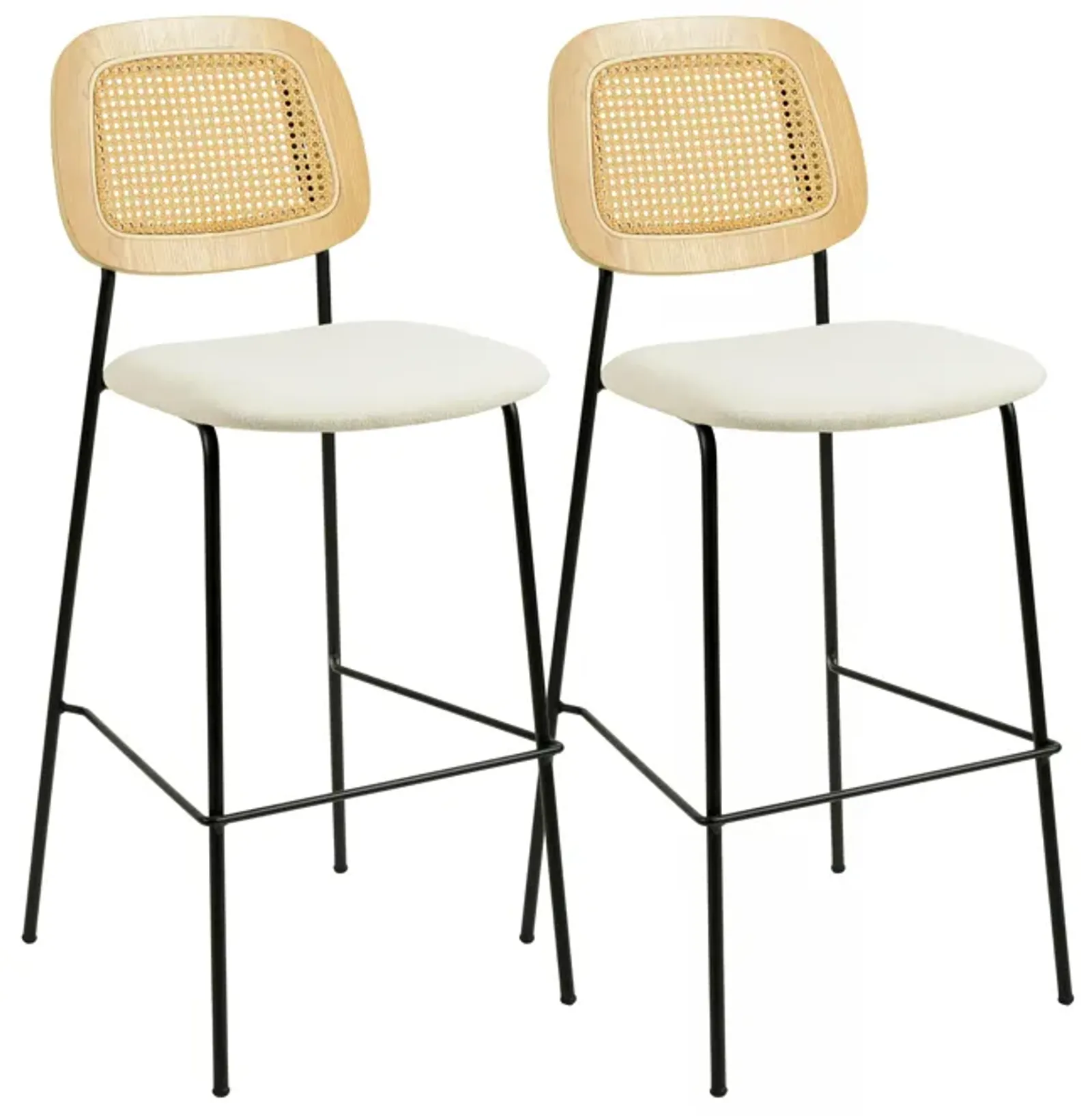 Anais Natural Rattan Counter Stool - Set of 2