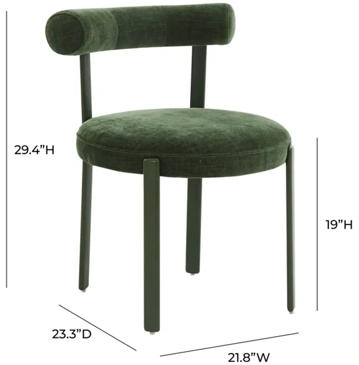 Margaret Forest Green Performance Chenille Bolster Back Dining Chair