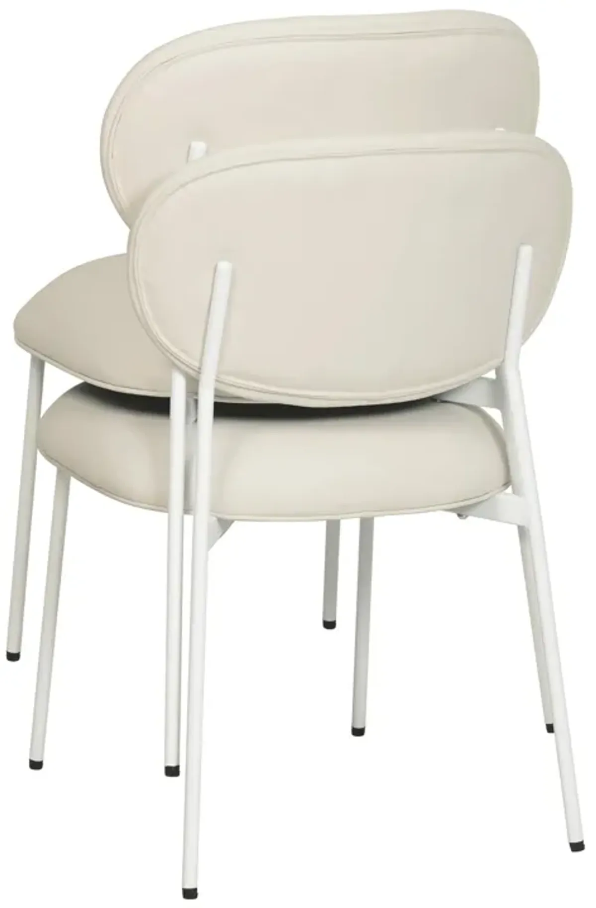 McKenzie Cream Performance Vegan Leather Stackable Dining Chair with Cream Legs - Set of 2