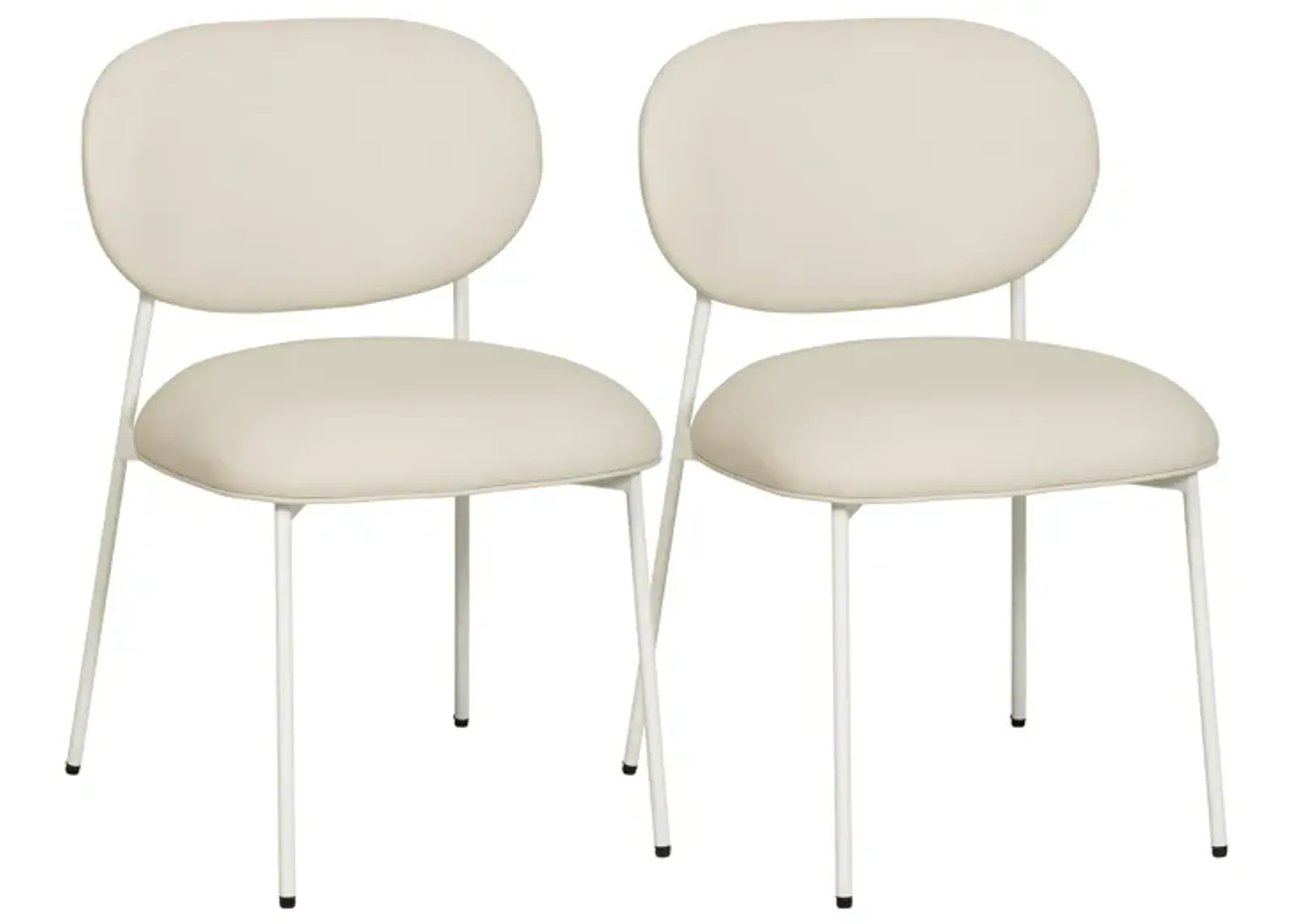 McKenzie Cream Performance Vegan Leather Stackable Dining Chair with Cream Legs - Set of 2