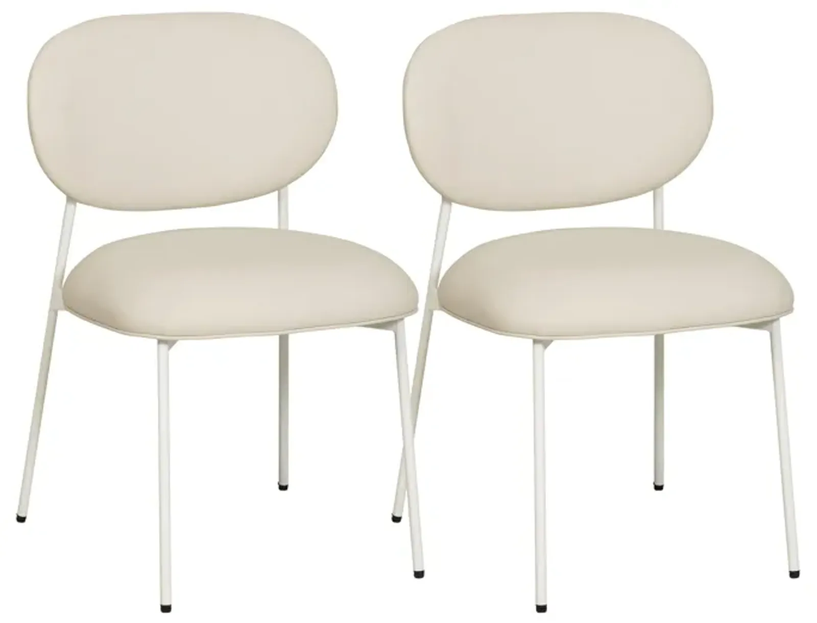 McKenzie Cream Performance Vegan Leather Stackable Dining Chair with Cream Legs - Set of 2