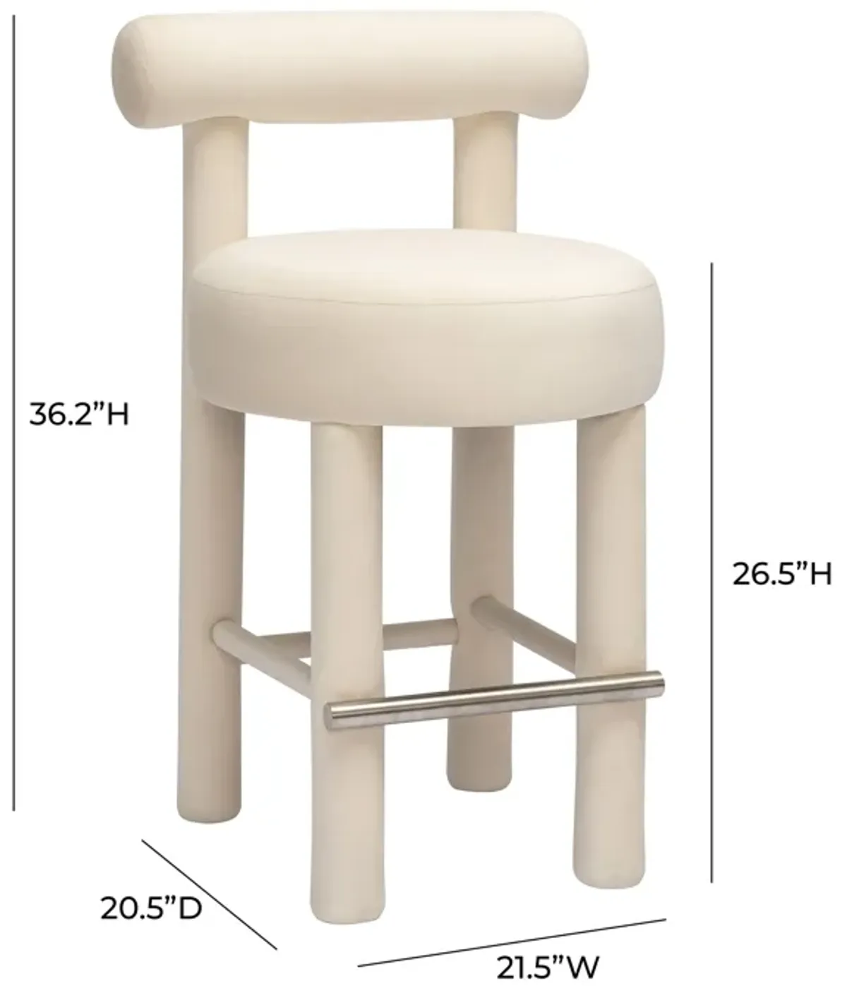 Carmel Cream Velvet Counter Stool