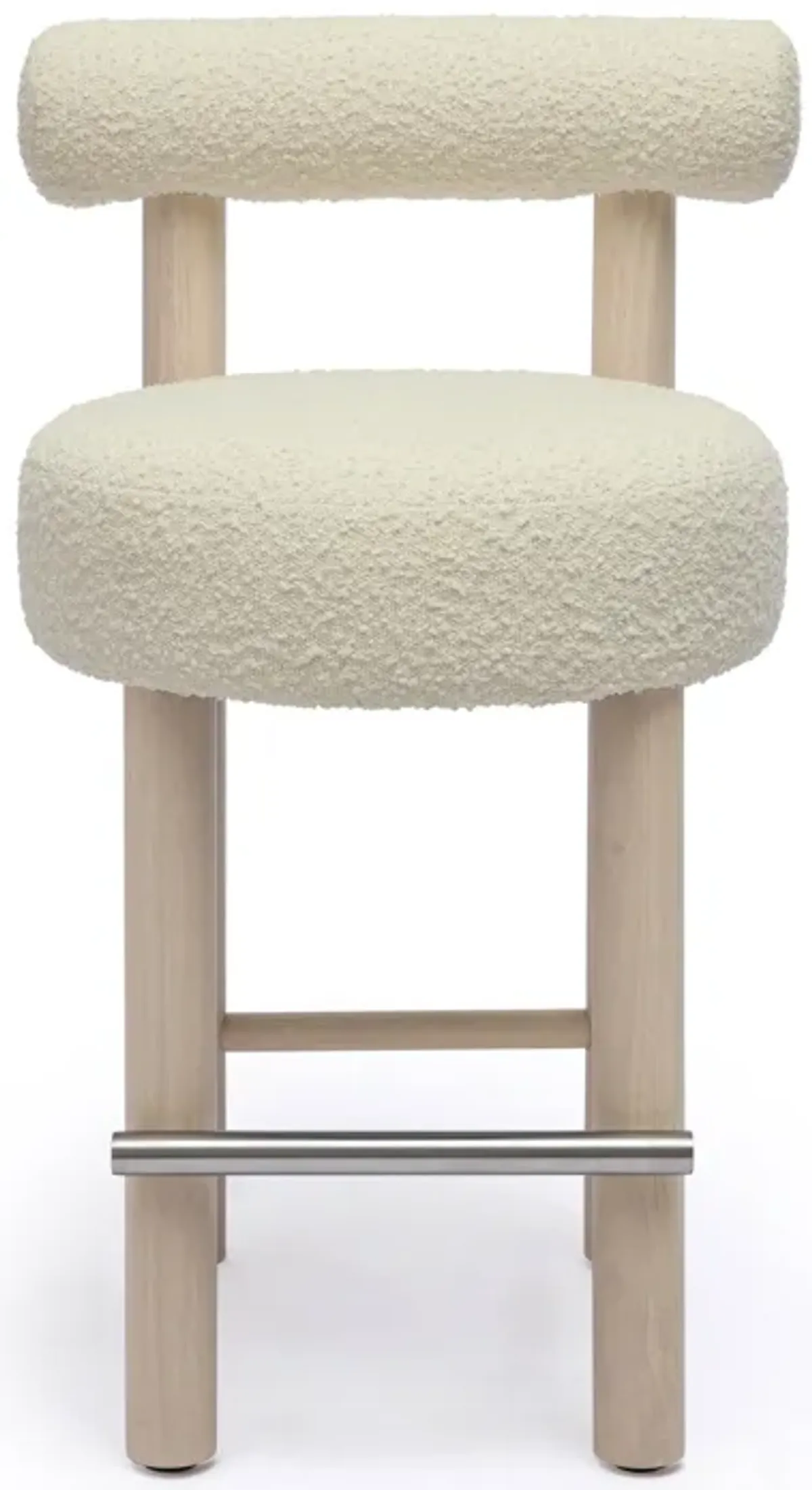 Carmel Cream Boucle and Solid Wood Counter Stool